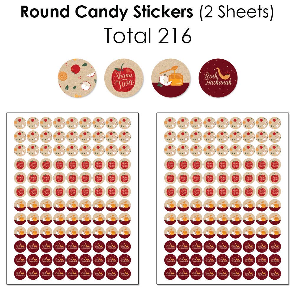 Big Dot of Happiness Rosh Hashanah Mini Candy Bar Wrappers & Stickers - 304pc Jewish New Year Candy Favor Kit for Party Favors, Gift Wrapping & Holiday Celebrations