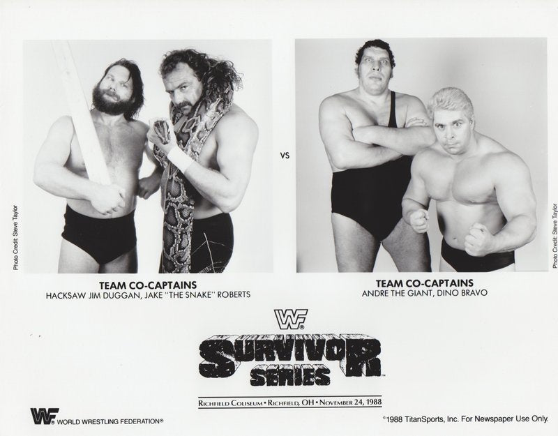 1988 Survivor Series Wrestling Match: Andre the Giant & Bravo Team vs. Hacksaw Jim Duggan & Jake 