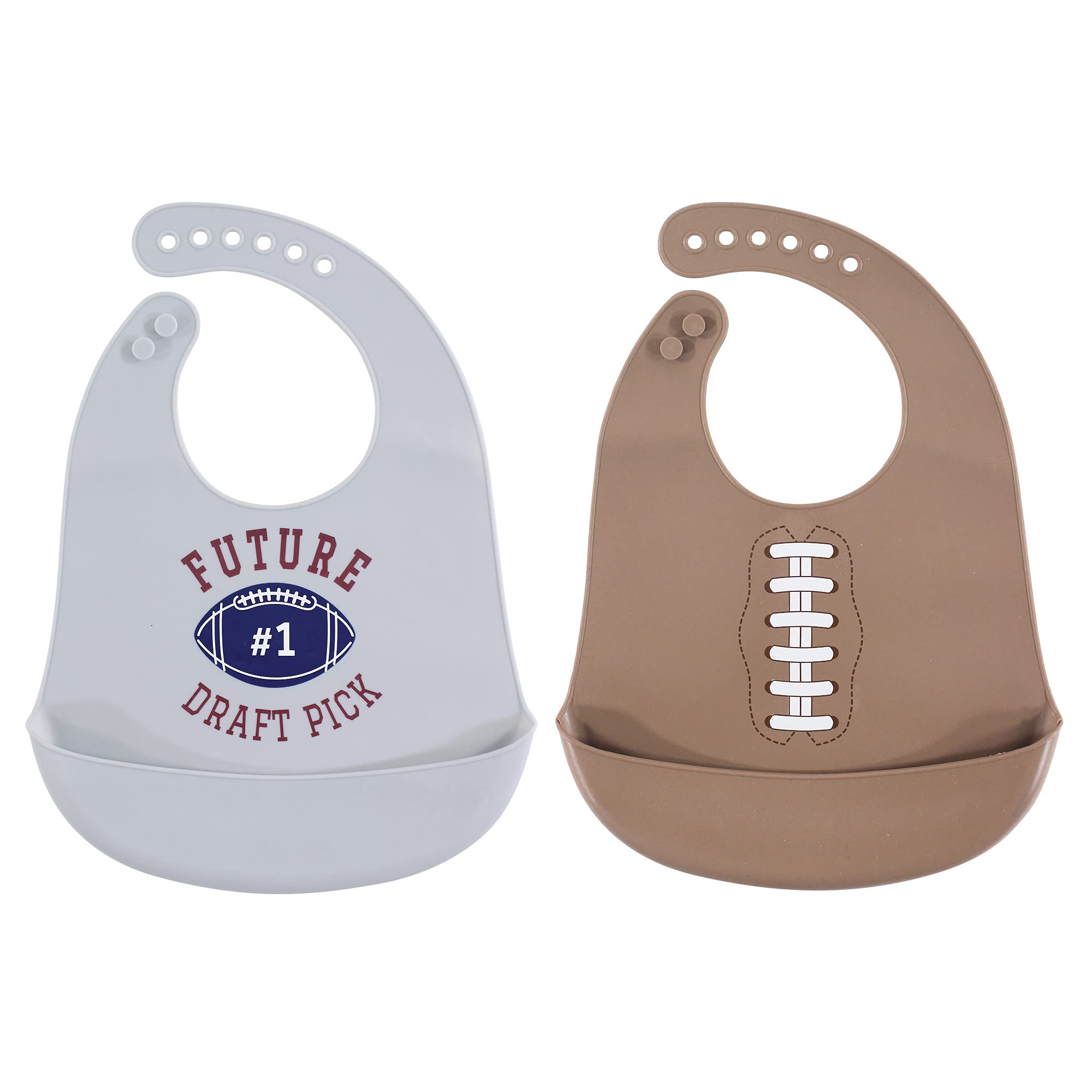 Hudson Baby Silicone Bibs - Football Design for Feeding & Play
