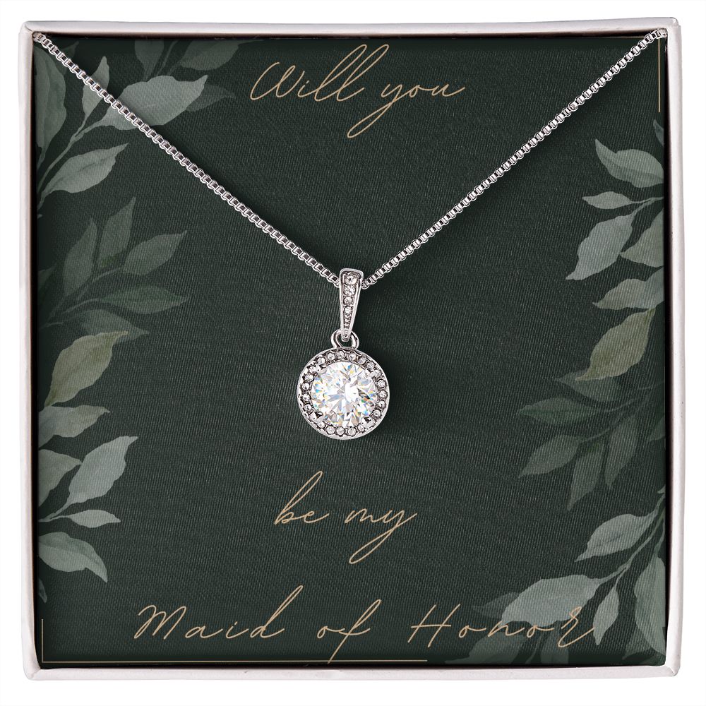 Will You Be My Maid of Honor Necklace - Elegant Bridesmaid Jewelry Gift for Wedding Party - Perfect for Proposals, Bachelorette Parties & Bridal Showers
