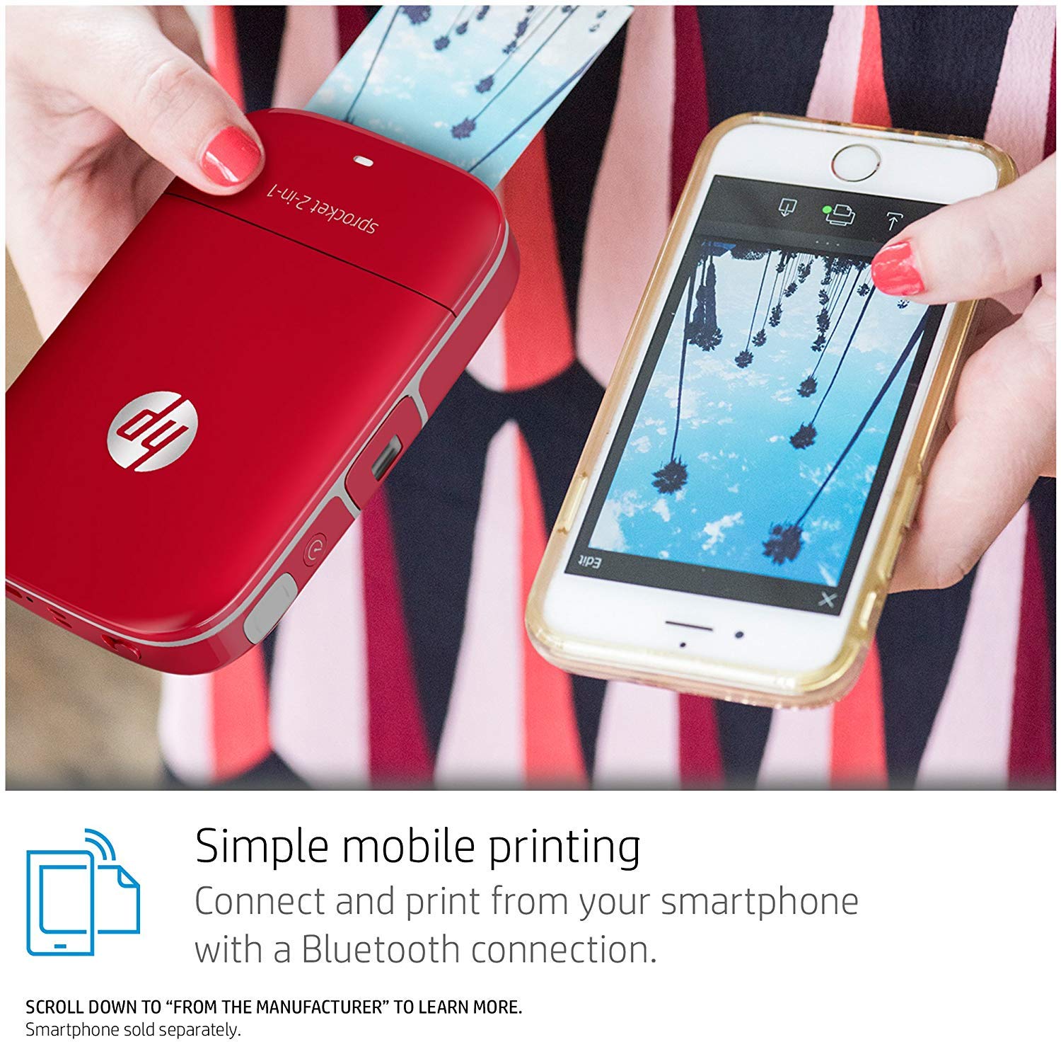 HP Sprocket 2-in-1 Portable Photo Printer & Instant Camera - Print 2x3