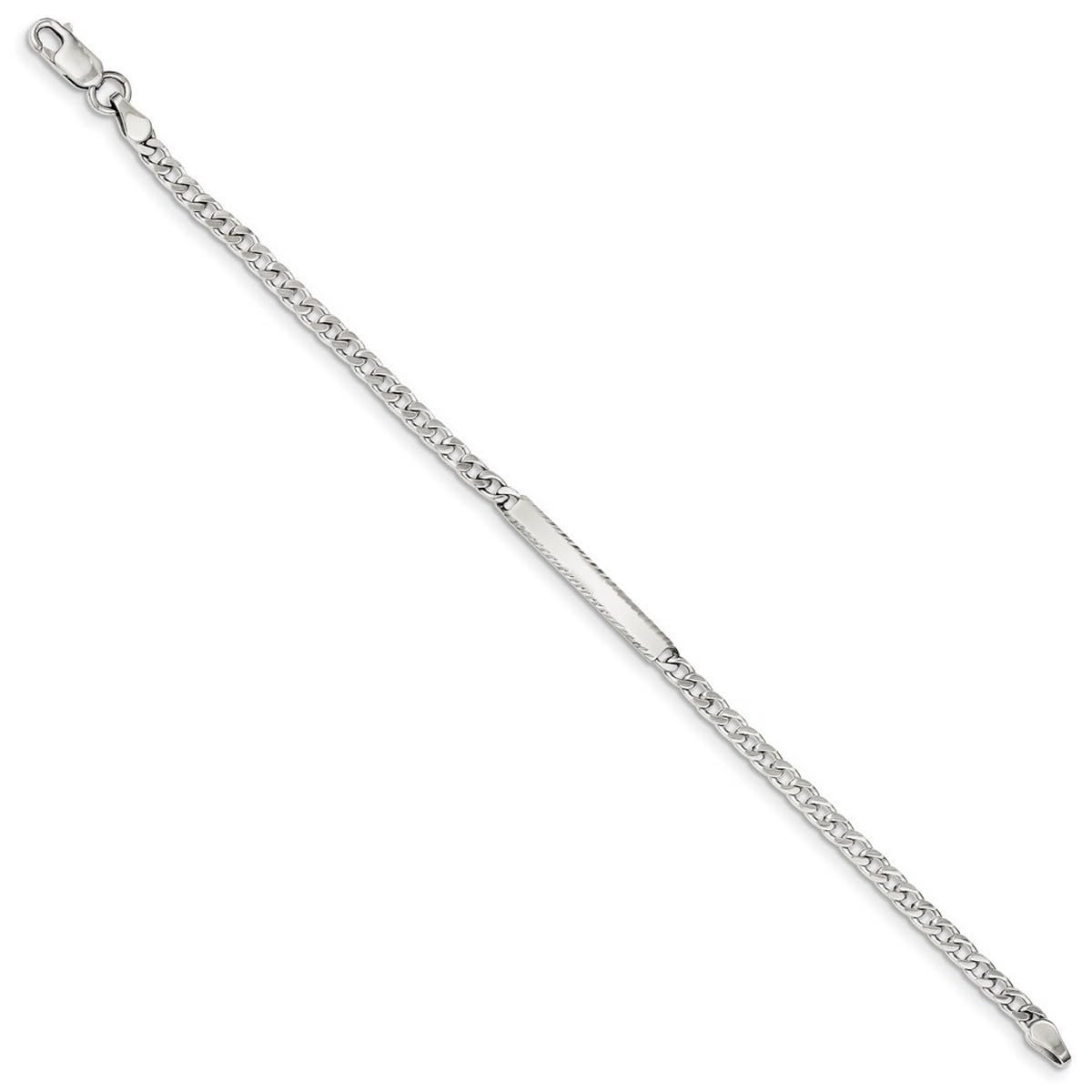925 Sterling Silver Polished D-Cut Engraveable Curb ID Bracelet for Women - 7 Inch Adjustable Lobster Claw Clasp, 3mm Wide - Perfect for Medical Alert, Personal Identification & Fashion Accessories