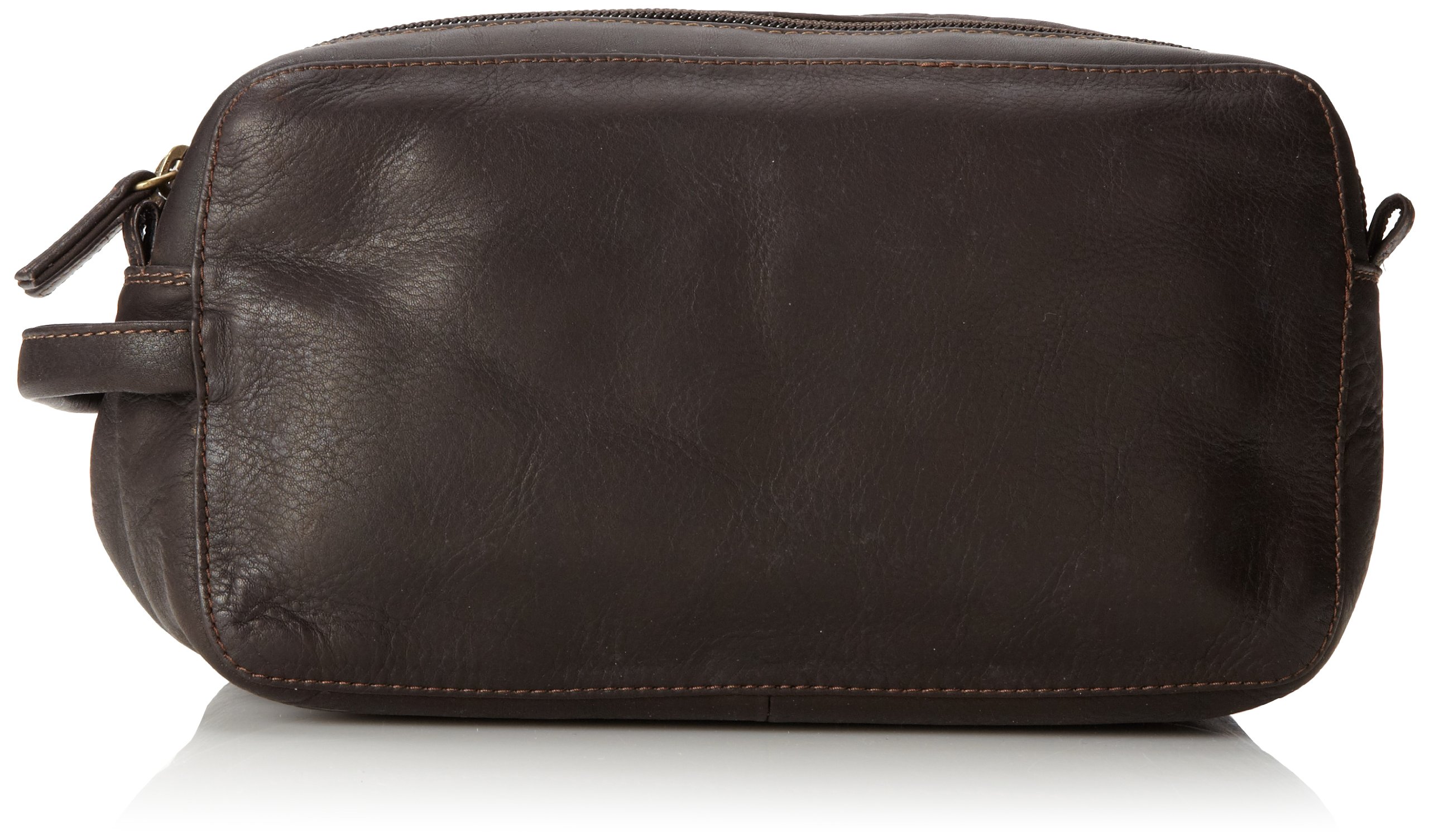 Derek Alexander Two Top Zip Travel Kit - Brown Leather Toiletry Bag for Men & Women | Perfect for Airplane, Gym, Camping & Business Trips