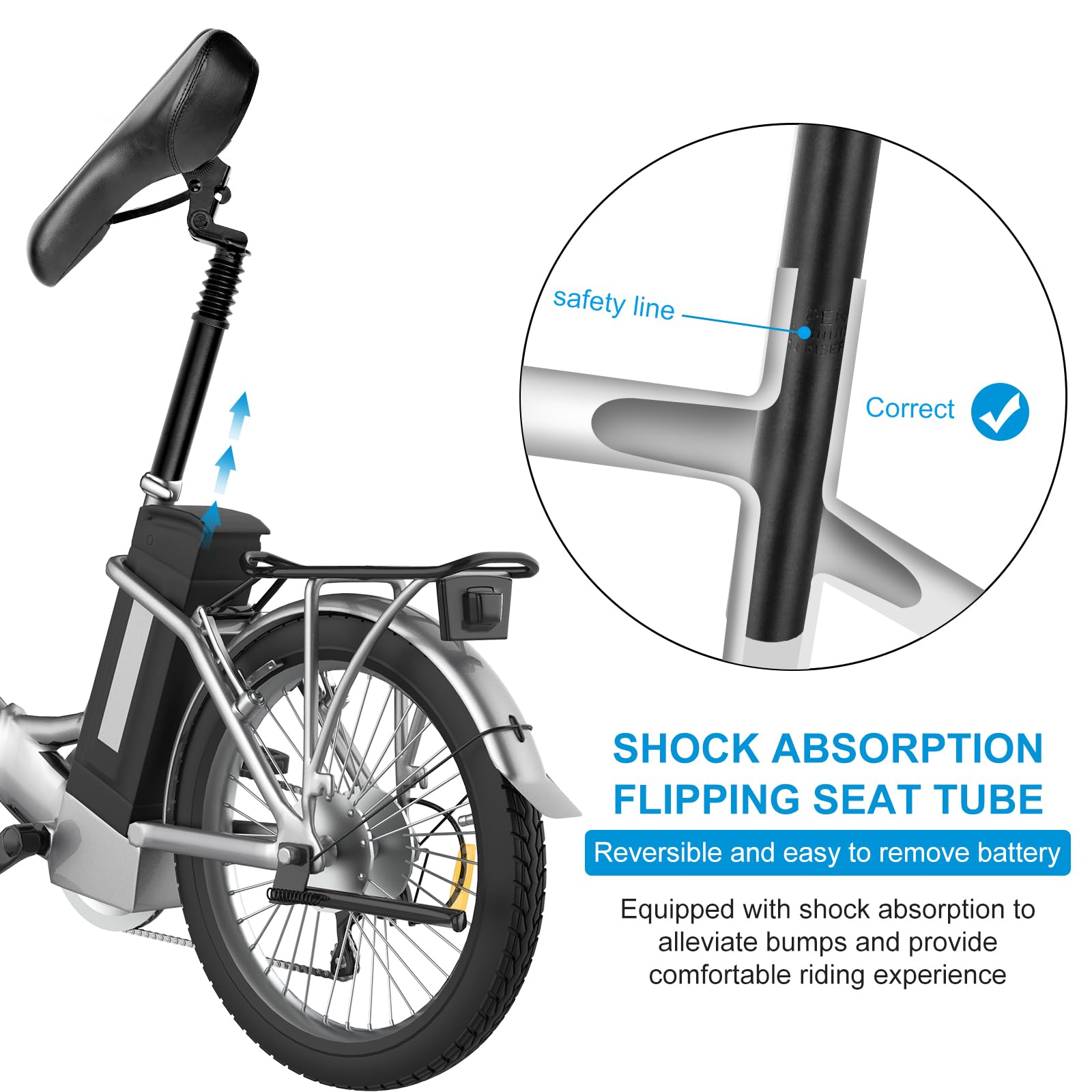Adjustable Bicycle Suspension Seat Post - 27.2mm/28.6mm Aluminum Shock Absorbing Seatpost for Mountain, Road, MTB, BMX & E-Bikes - Comfort Ride for Commuting, Off-Road & Long-Distance Cycling