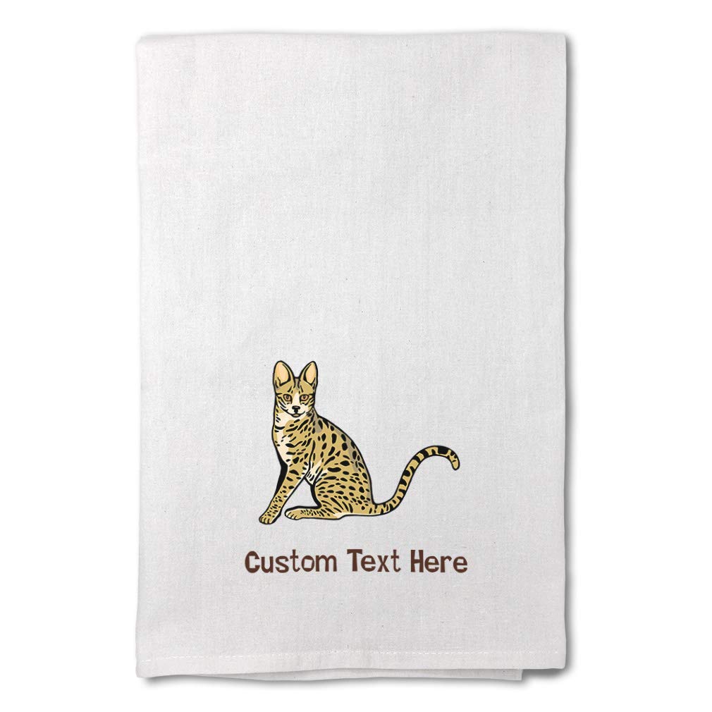 Custom Printed Savannah Cat Kitchen Towels - Flour Sack Dish Towels for Pet Lovers - Personalized Text & Decor - Perfect for Cooking, Cleaning & Cat-Themed Home Decor