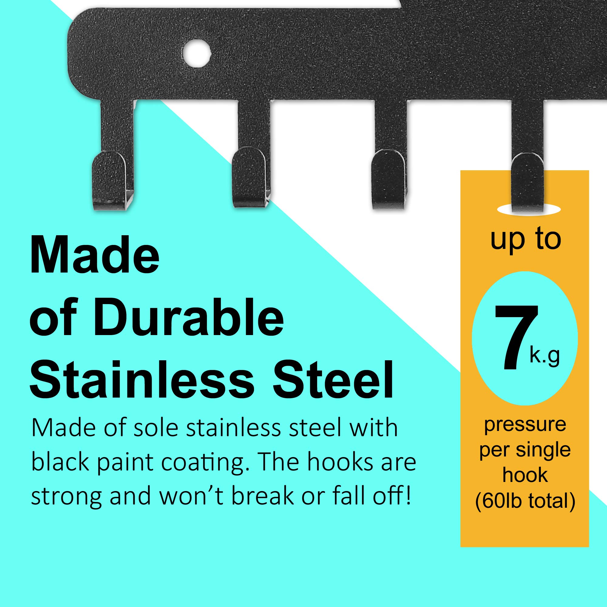 Decorative Metal Wall Hooks for Keys, Hats & Coats | 7-Hook Bike Wall Rack for Kitchen Utensils & Bathroom Towels | Space-Saving Wall Mounted Key Holder & Organizer | Perfect for Entryway, Kitchen, Bathroom & Garage Organization