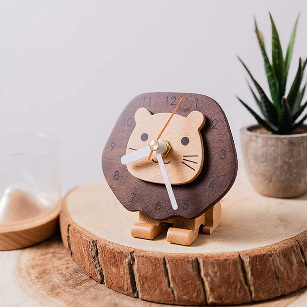 TOMYEUS Cute Lion Alarm Clock - 3.9 Inch Creative Desk Clock with LED Display, Battery Operated, Perfect for Bedroom, Office, Kids Room & Gift (Color: Blue)
