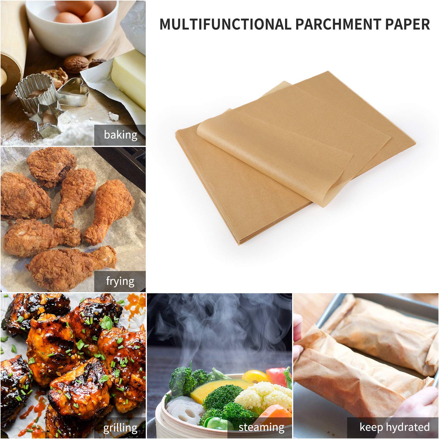Comfylife 200 Sheets Unbleached Parchment Paper for Baking - 10x15 Inch Precut Non-Stick Baking Sheets, No Curl No Tear No Burn - Chemical-Free Cookie & Pastry Paper for Oven, Air Fryer & Meal Prep
