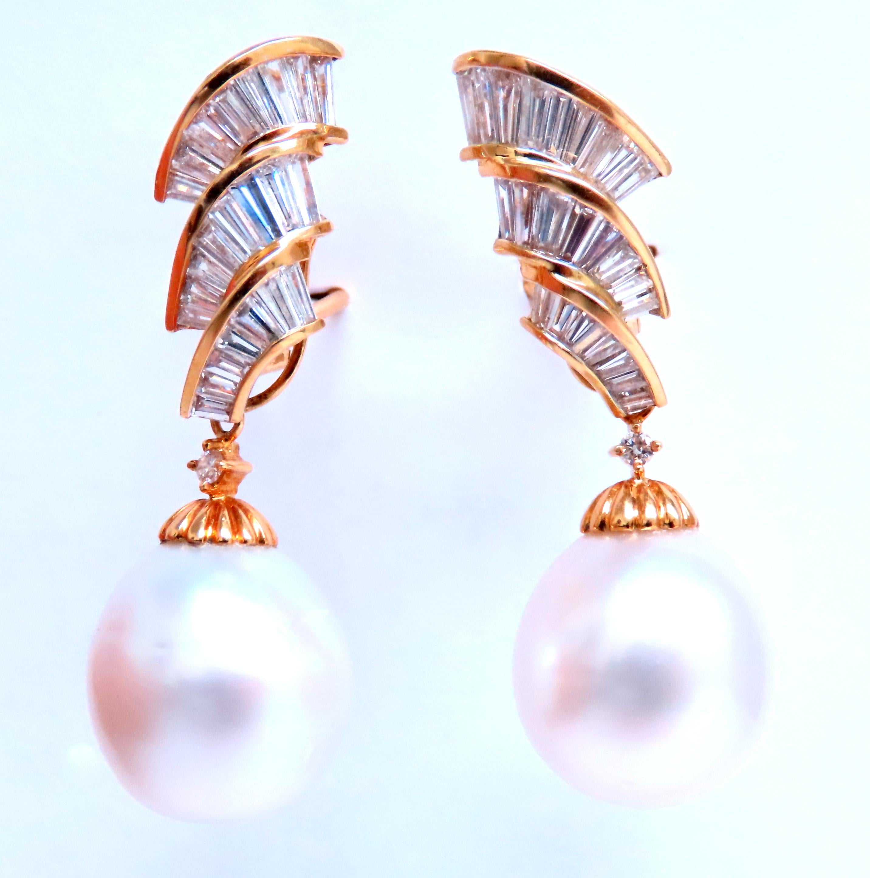 GIA Certified 15.6mm Natural Saltwater Pearl & Diamond Dangle Earrings in 18kt White Gold - Elegant Bridal Jewelry & Special Occasion Gift for Women