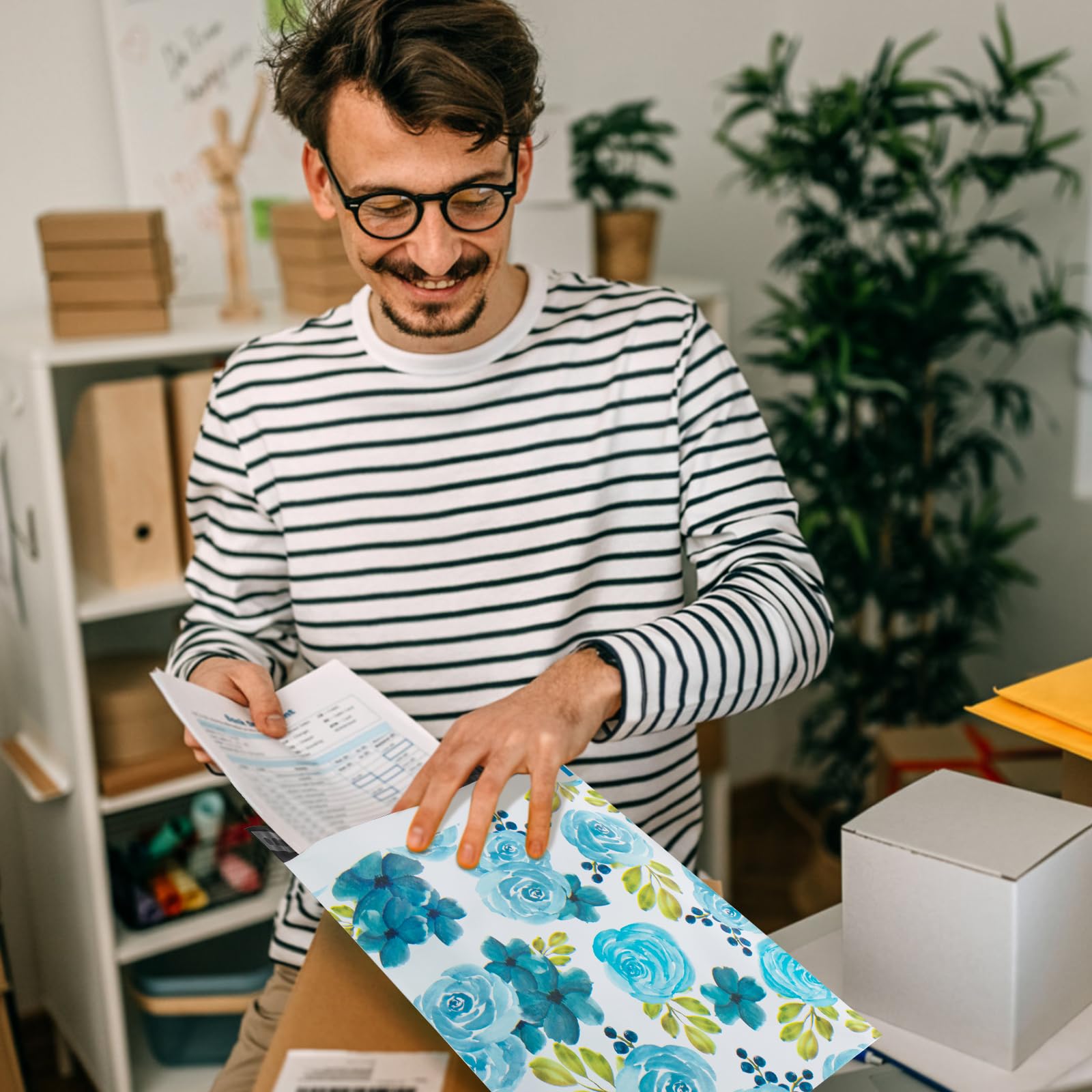 100PCS 10x13 Inch Blue Rose Poly Mailers - Waterproof Shipping Bags, Durable Mailing Envelopes for Ecommerce, Small Business Packaging | Perfect for Clothing, Jewelry & Online Store Shipments