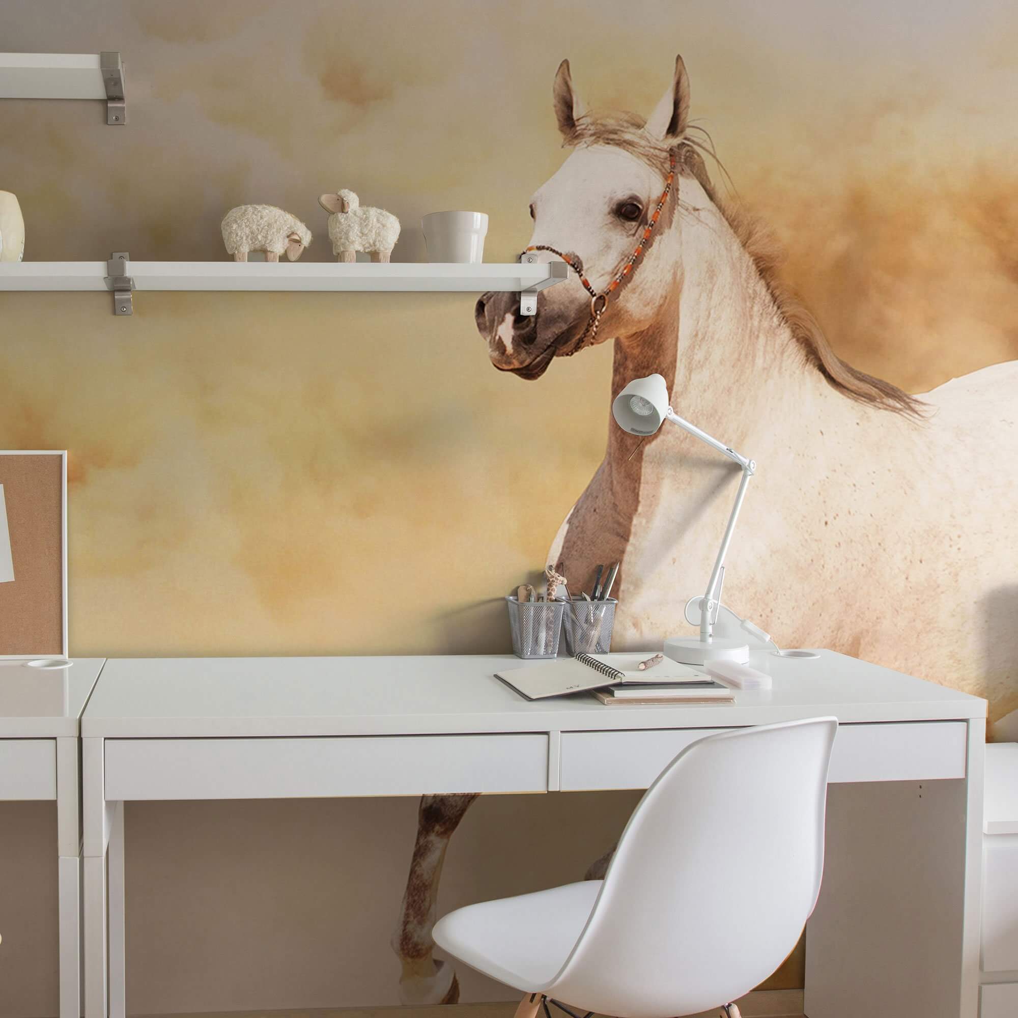 White Horse Peel and Stick Removable Wall Mural 4948 - Self-Adhesive Wallpaper for Home & Office Decor - Perfect for Living Room, Bedroom, Nursery or Dorm Room