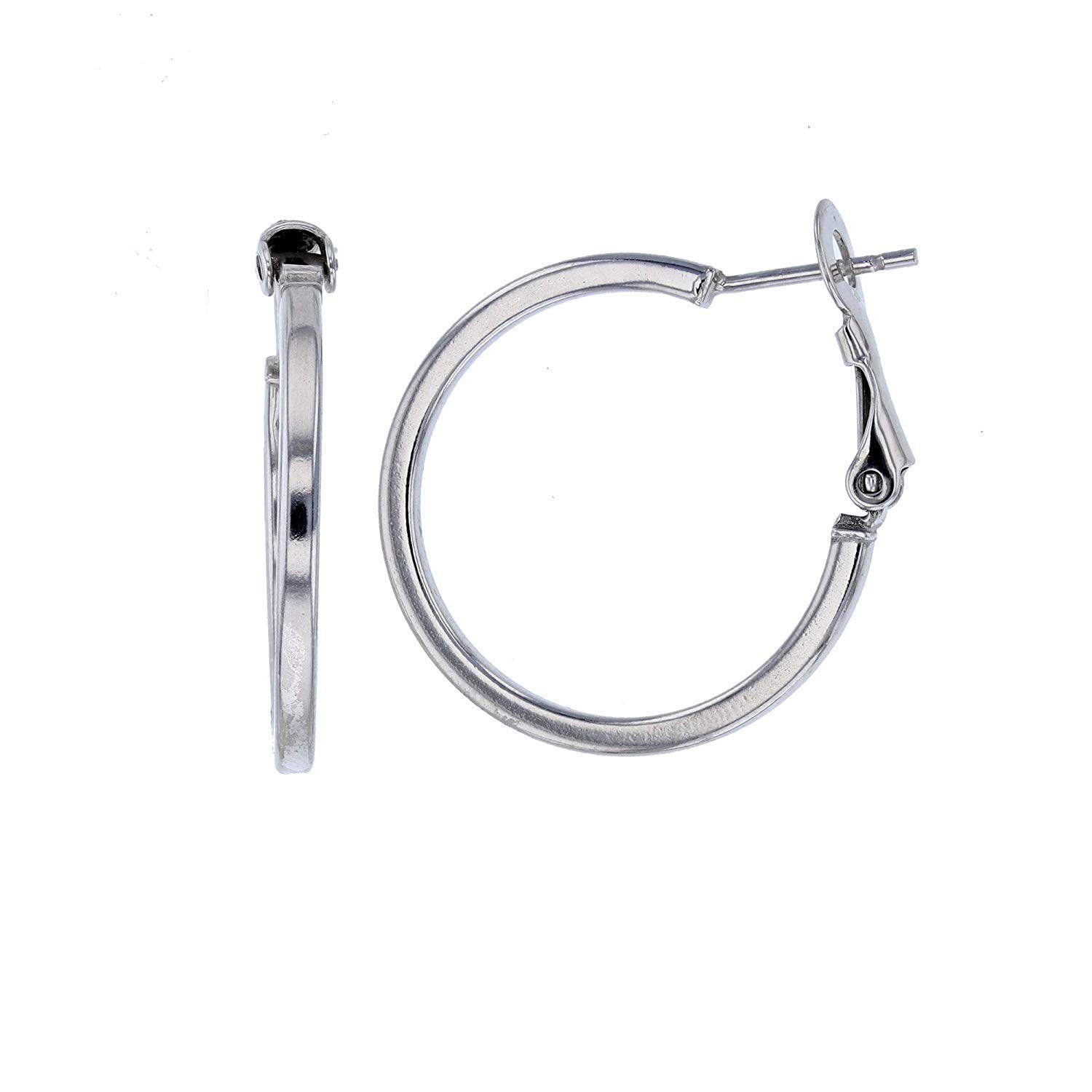 DECADENCE Sterling Silver Polished Wedding Band Hoop Earrings for Women with Ridges | 3x25mm Flat Hoop Earrings | Secure Snap Bar Closure | Shiny Classic Jewelry | Perfect for Weddings, Anniversaries & Everyday Elegance