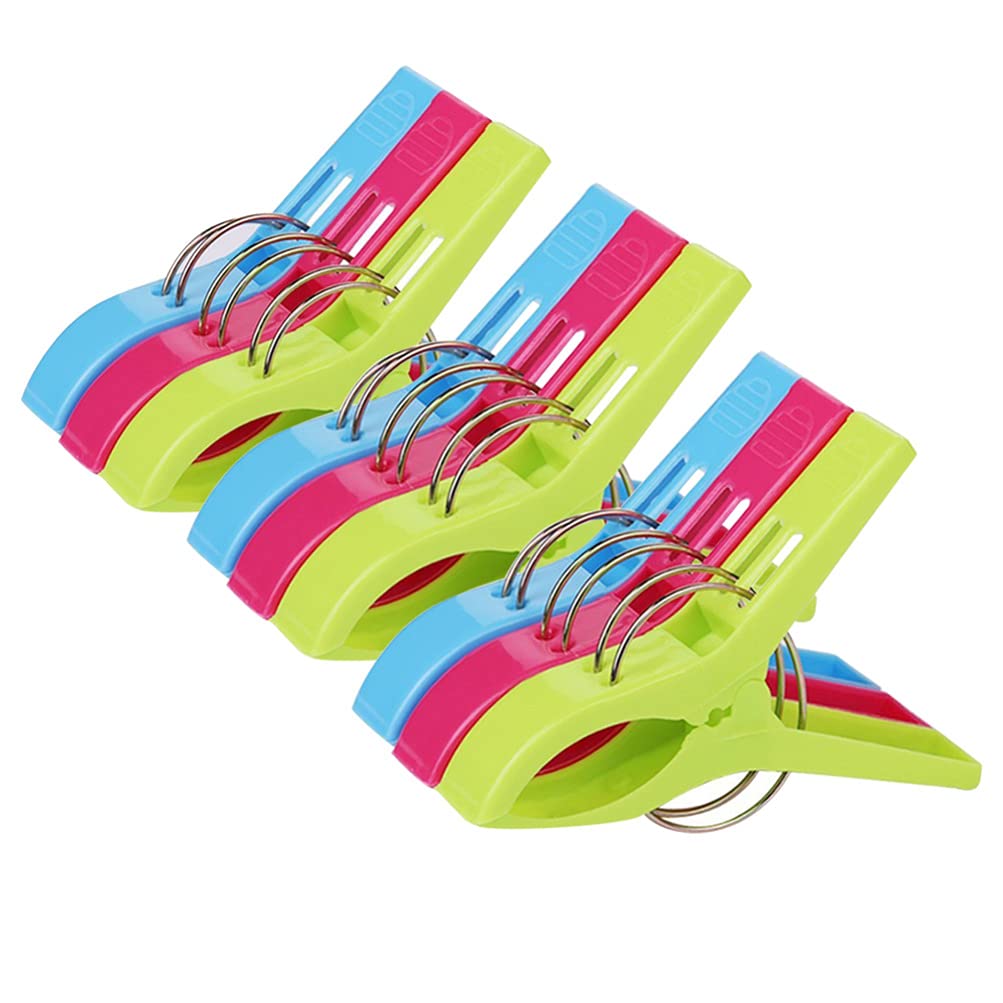 DOITOOL 16pcs Heavy Duty Windproof Beach Towel Clips - Secure Scarves, Clothes, Quilts & Socks - Durable Laundry Hanging Clamps for Pool Chairs, Cruise Vacations & Home Use - Random Colors