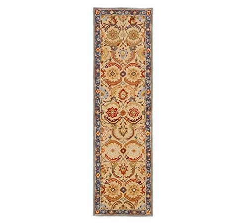 Allen Home Handmade 100% Wool & Cotton Traditional Area Rug 2.5’x9’ – Alvira Beige – Soft & Durable Floor Carpet for Living Room, Bedroom, Dining Room – Perfect for Home Decor & Cozy Spaces