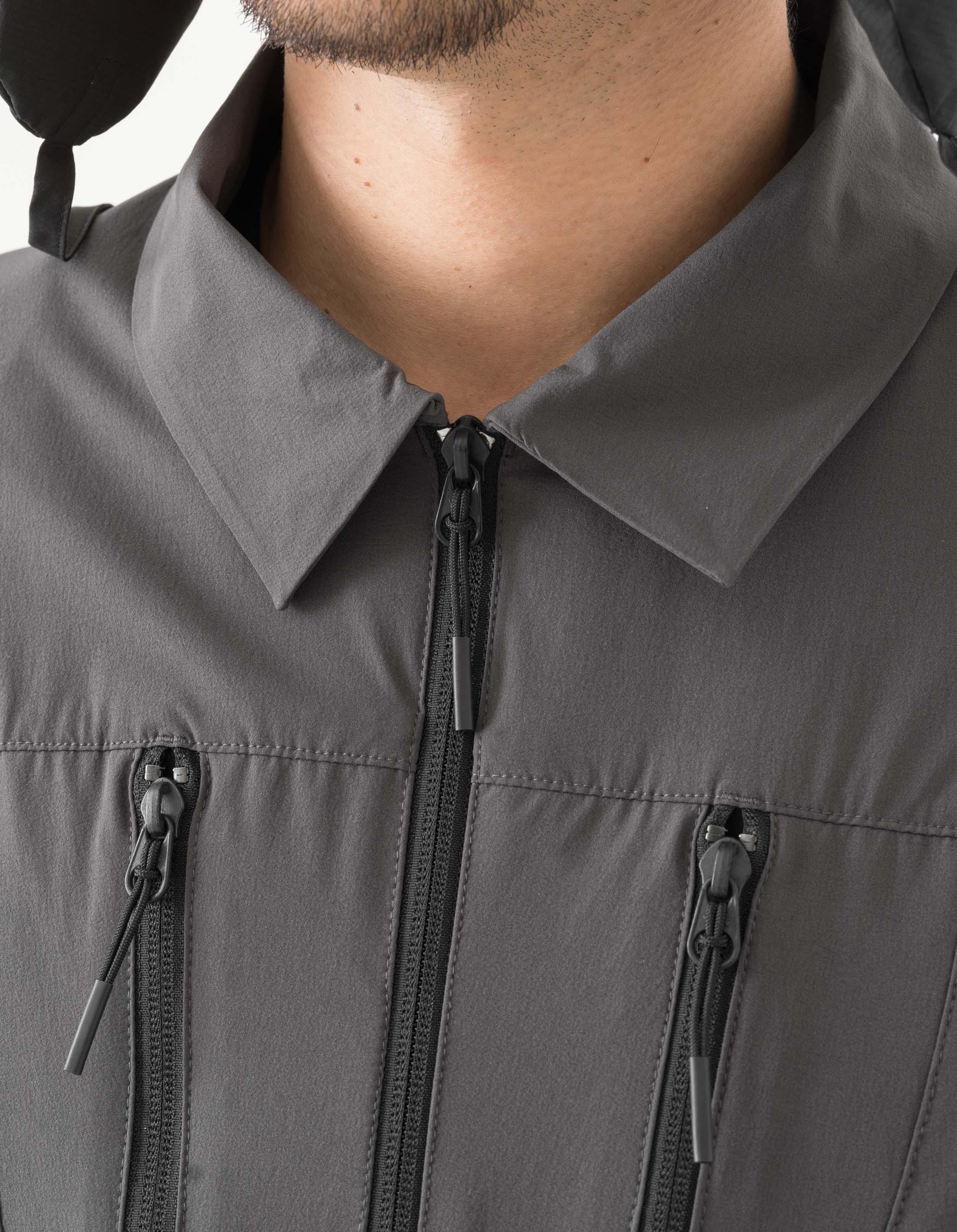 6040 Recycled Nylon Overshirt Charcoal - Eco-Friendly Men's Lightweight Jacket for Outdoor Adventures & Casual Wear