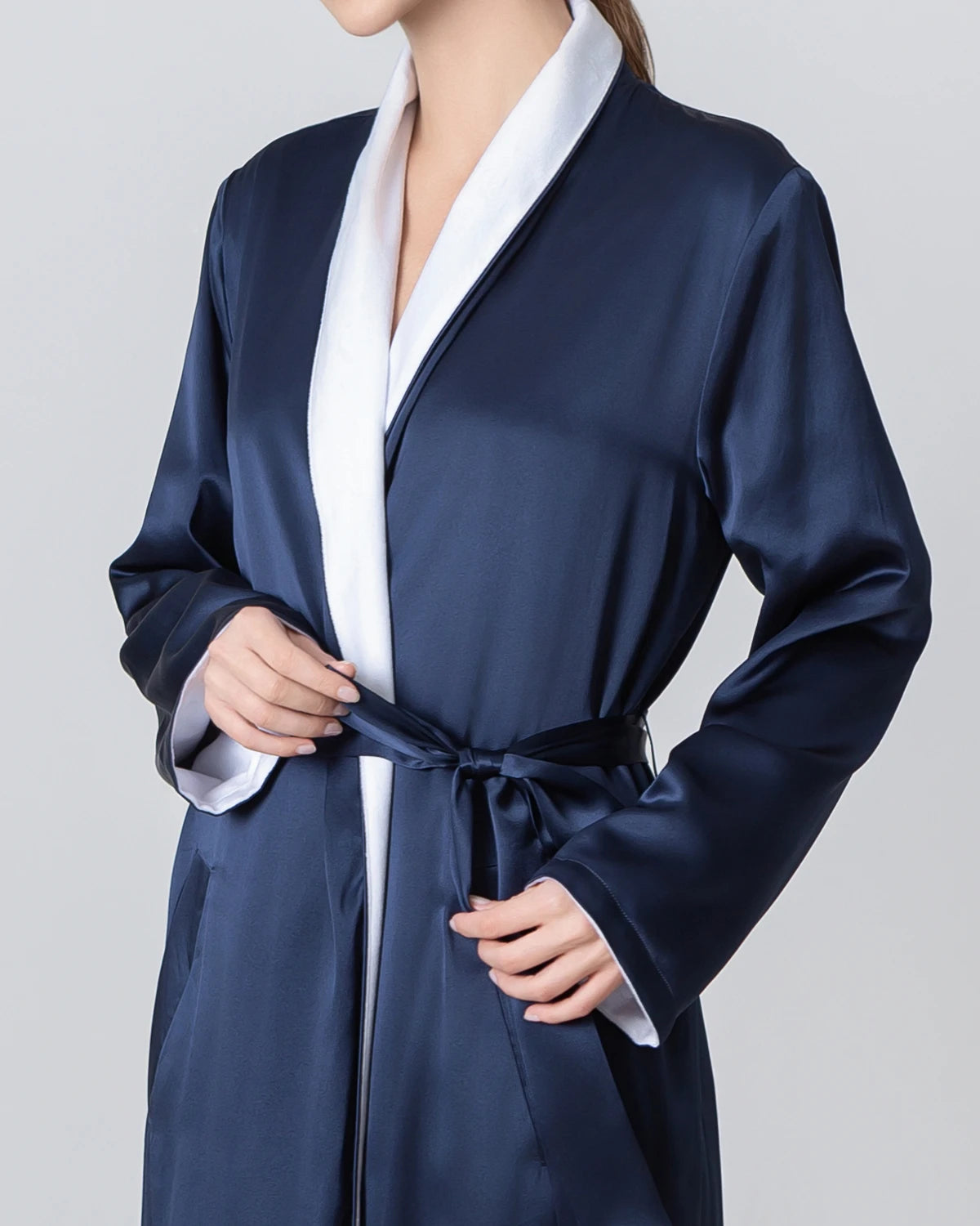 Luxury Silk & Velvet Reversible Winter Robe for Women - Soft Warm Bathrobe with Pockets - Perfect for Spa, Loungewear & Cozy Nights at Home