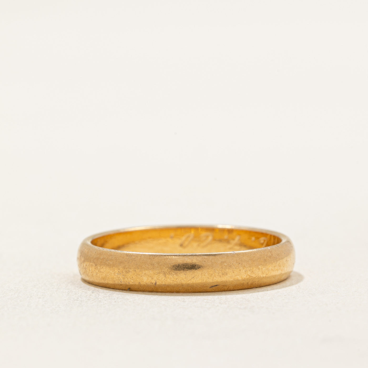 Vintage 1959 Finnish 18k Yellow Gold Wedding Band Ring - 3.45mm Width - Size 7.25 - Perfect for Anniversary, Engagement & Special Occasion Gifts
