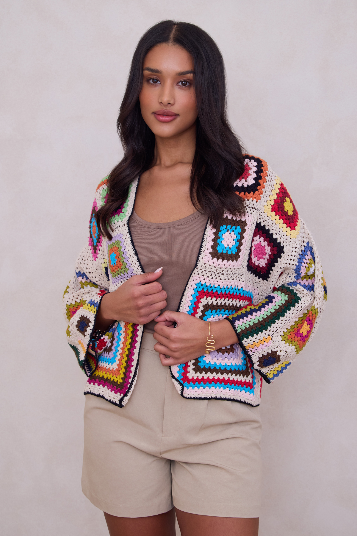 Vintage Crochet Cardigan for Women - Cozy Short Sleeve Boho Jacket - Perfect for Spring & Summer Outfits, Beach Cover-Up, and Casual Wear