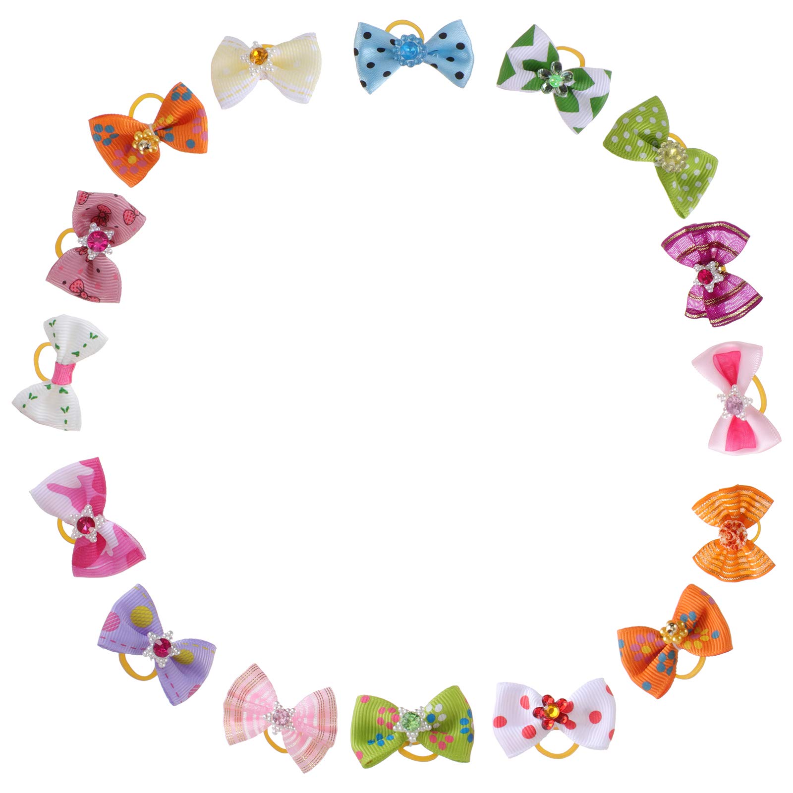 20pcs Pet Hair Bowknots with Rubber Band - Cute Dog Hair Bows for Small & Medium Dogs - Perfect for Grooming, Pet Parties & Photo Shoots