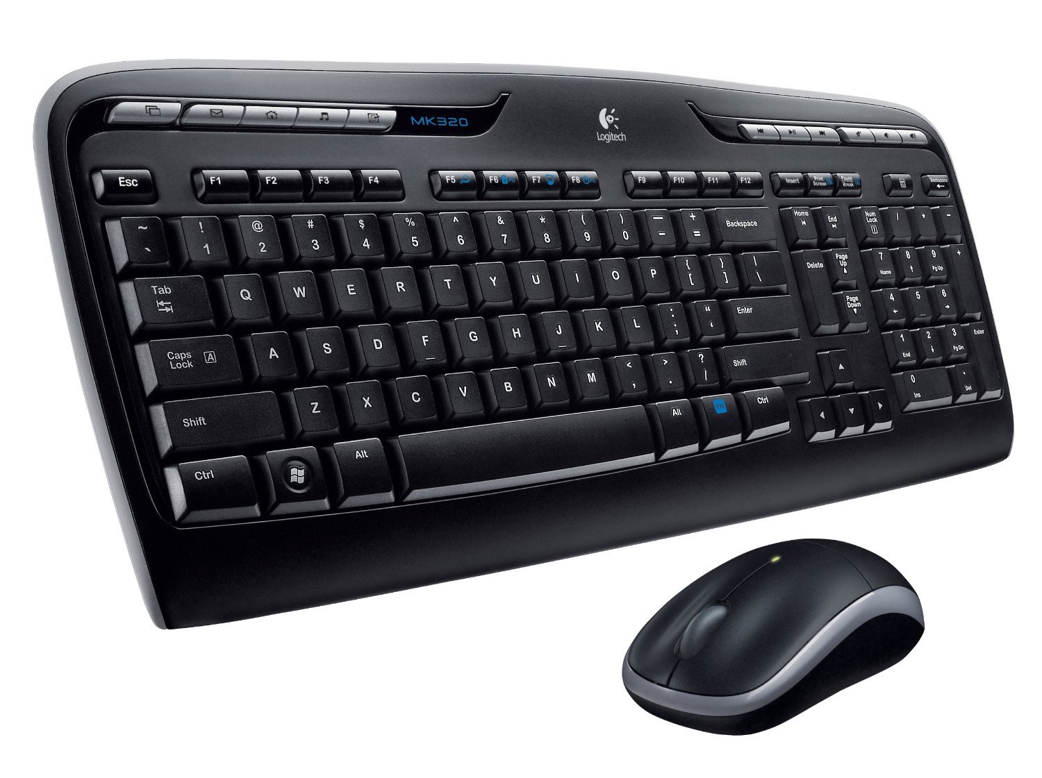 Logitech MK345 Wireless Keyboard and Mouse Combo - 2.4GHz Unifying Receiver, 3-Year Battery Life, Multimedia Hotkeys for PC/Laptop - Perfect for Home Office, Gaming & Productivity