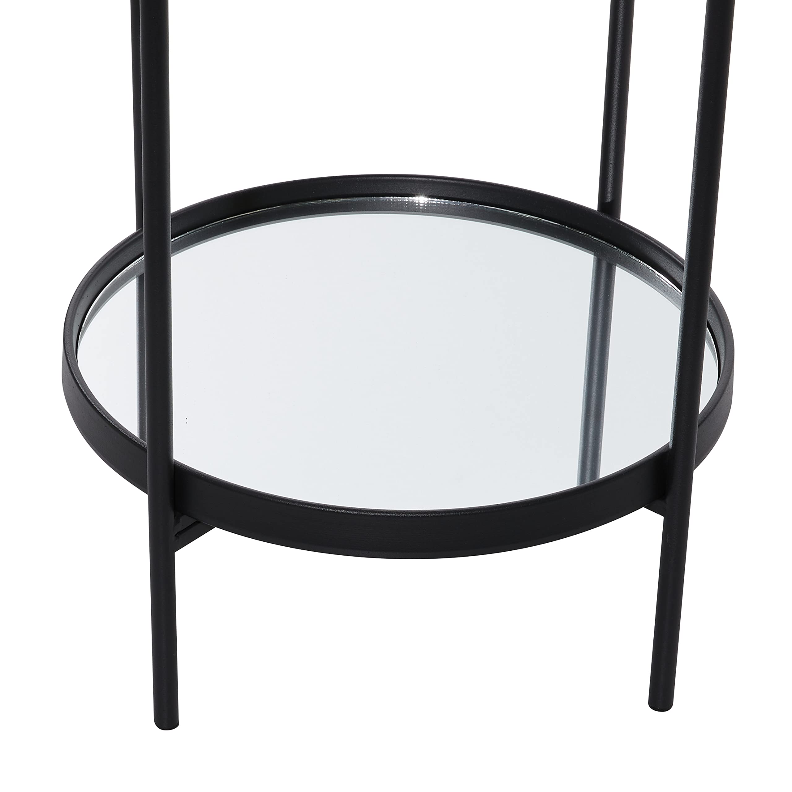 Deco 79 Modern Black Metal 2-Tier End Table with Mirrored Glass Top - 15