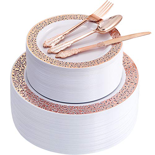300pcs Rose Gold Dinnerware Set