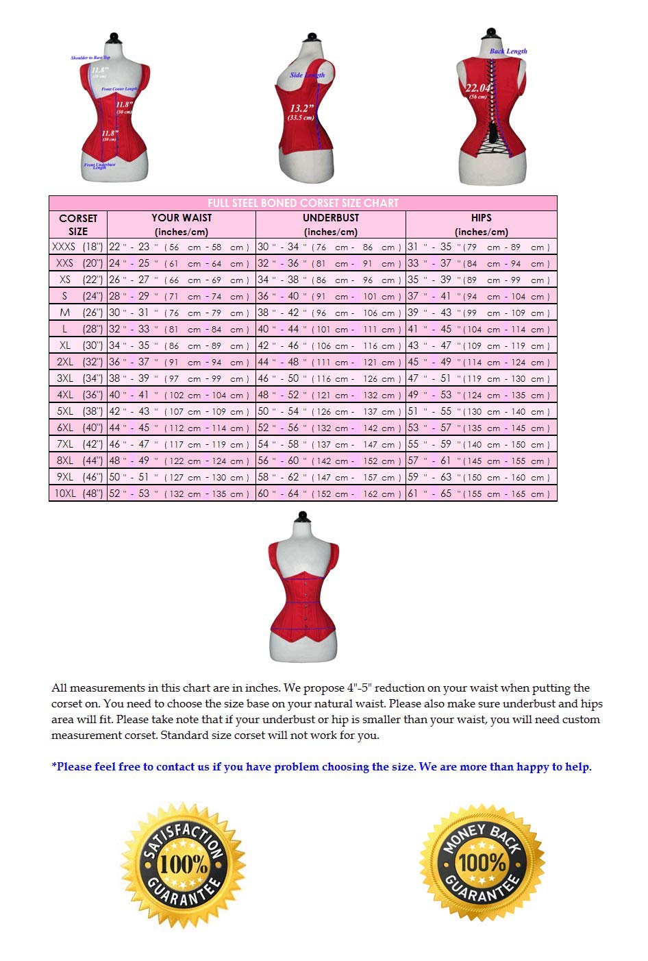 LuvSecret Lingerie Heavy Duty 26 Double Steel Boned Waist Trainer Corset - Cotton Underbust Shapewear for Women, Plus Size Body Shaper #8528 | Perfect for Waist Training, Cosplay, and Special Occasions