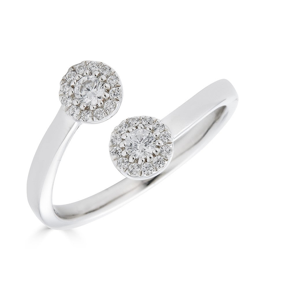 14K Gold 0.20 Carat Diamond Double Halo Circle Ring for Women - Elegant Wedding Band, Anniversary Gift & Everyday Jewelry