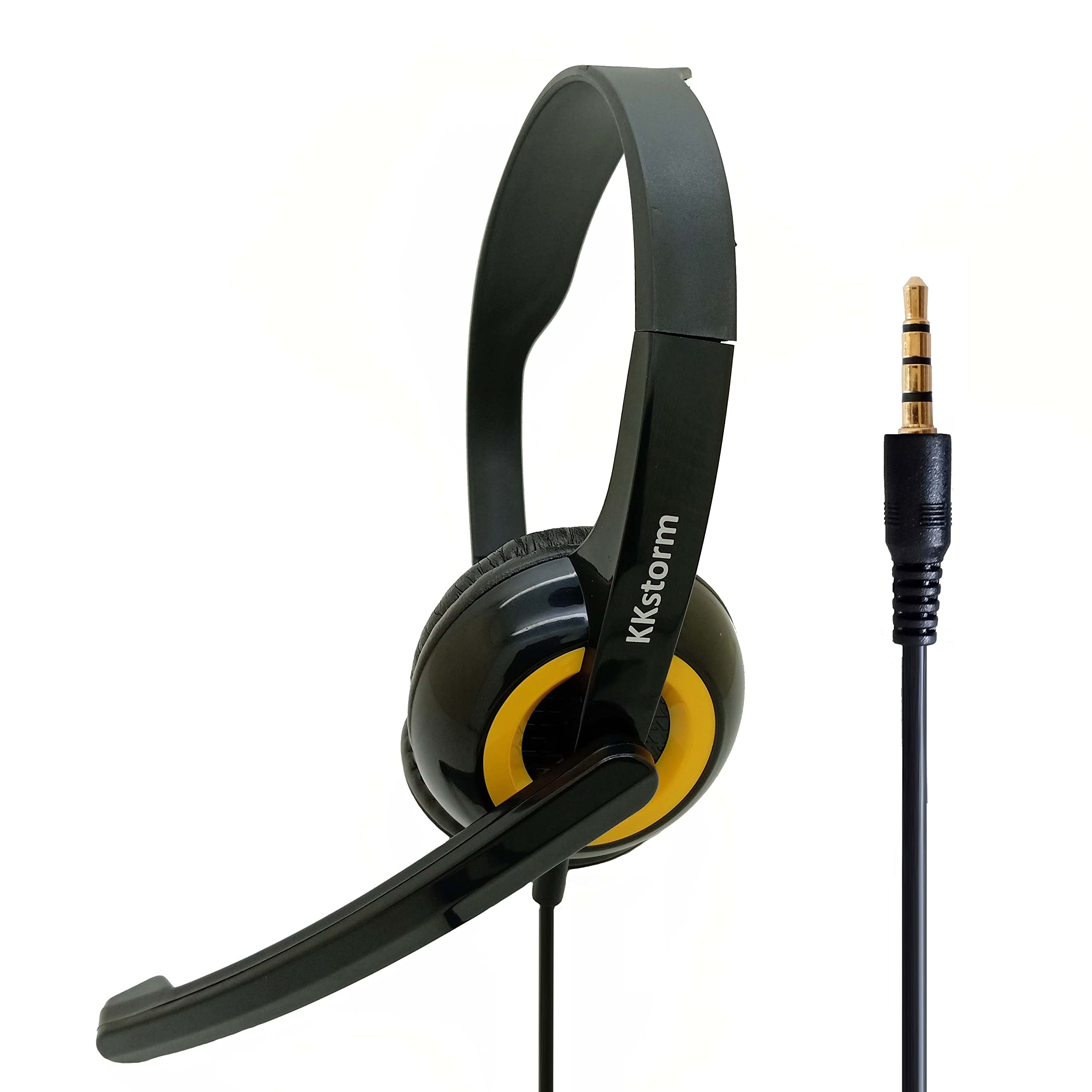 **Kids Wired Headphones with Microphone - 3.5mm Durable School Headphones for Boys & Girls, Chat Headset for Online Classes & Gaming (Yellow, 1 Pack)**    *(Perfect for remote learning, Zoom calls, gaming, and music listening at home or school!)*