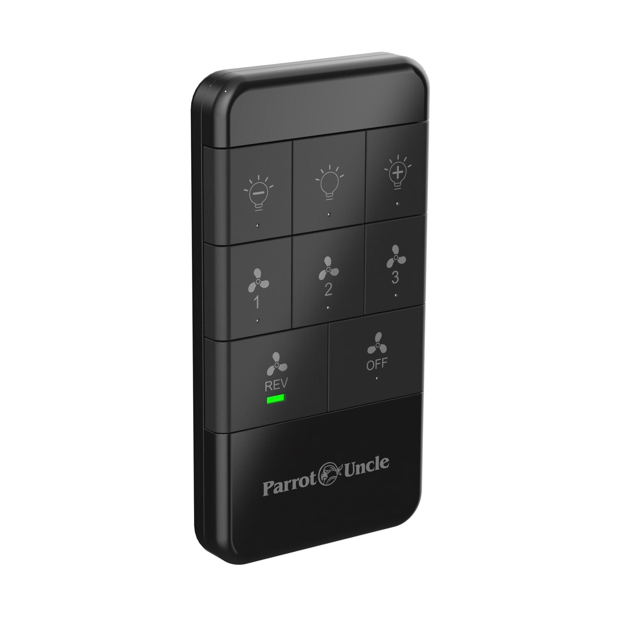 Parrot Uncle Ceiling Fan Remote Control and Receiver Kit with Wall Holder GA020 - Wireless Fan Control for Bedroom, Living Room & Office - Easy Installation & Universal Compatibility