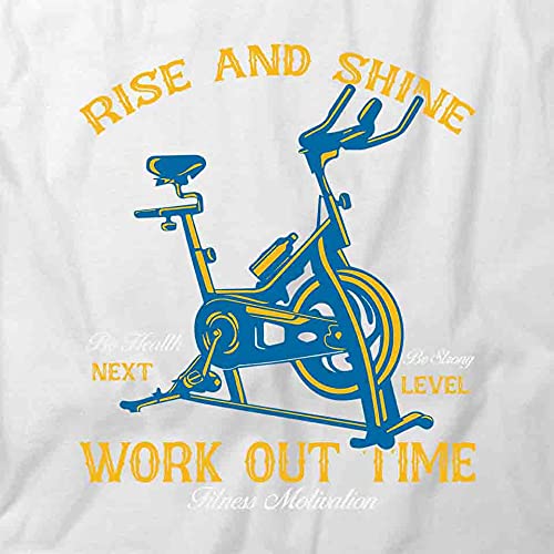 Rise and Shine Workout Time Graphic T-Shirt - White Printed Tee for Gym, Running & Fitness Motivation | Casual Wear & Athletic Apparel