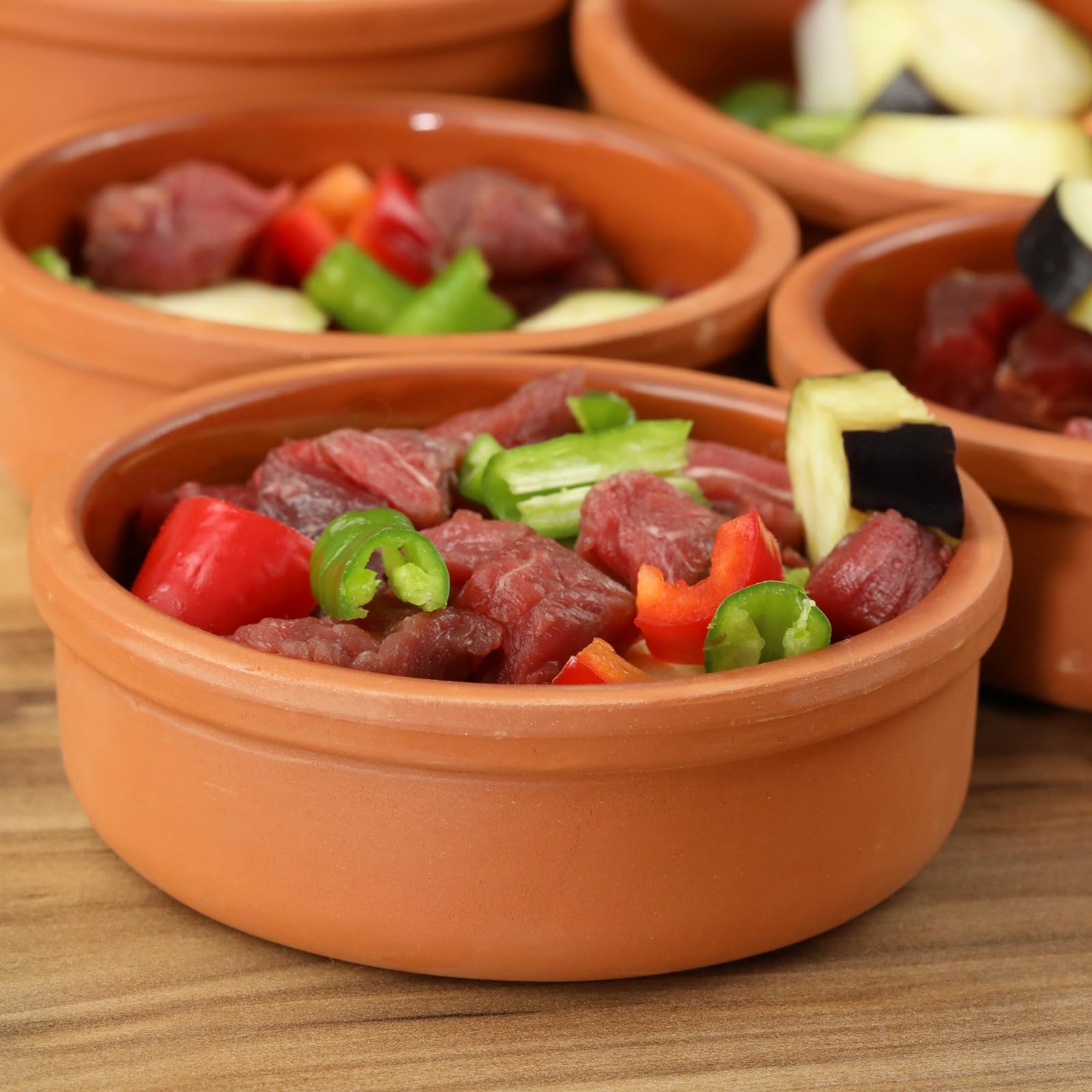 Premium Mexican Clay Cookware Set of 6 - Authentic Terracotta Pots, Bowls & Plates for Baking, Cooking & Serving - Traditional Spanish Earthenware for Yogurt, Kheer, Meat, Vegetables & Turkish Cuisine - Ideal for Slow Cooking, Stews & Authentic Mexican Dishes