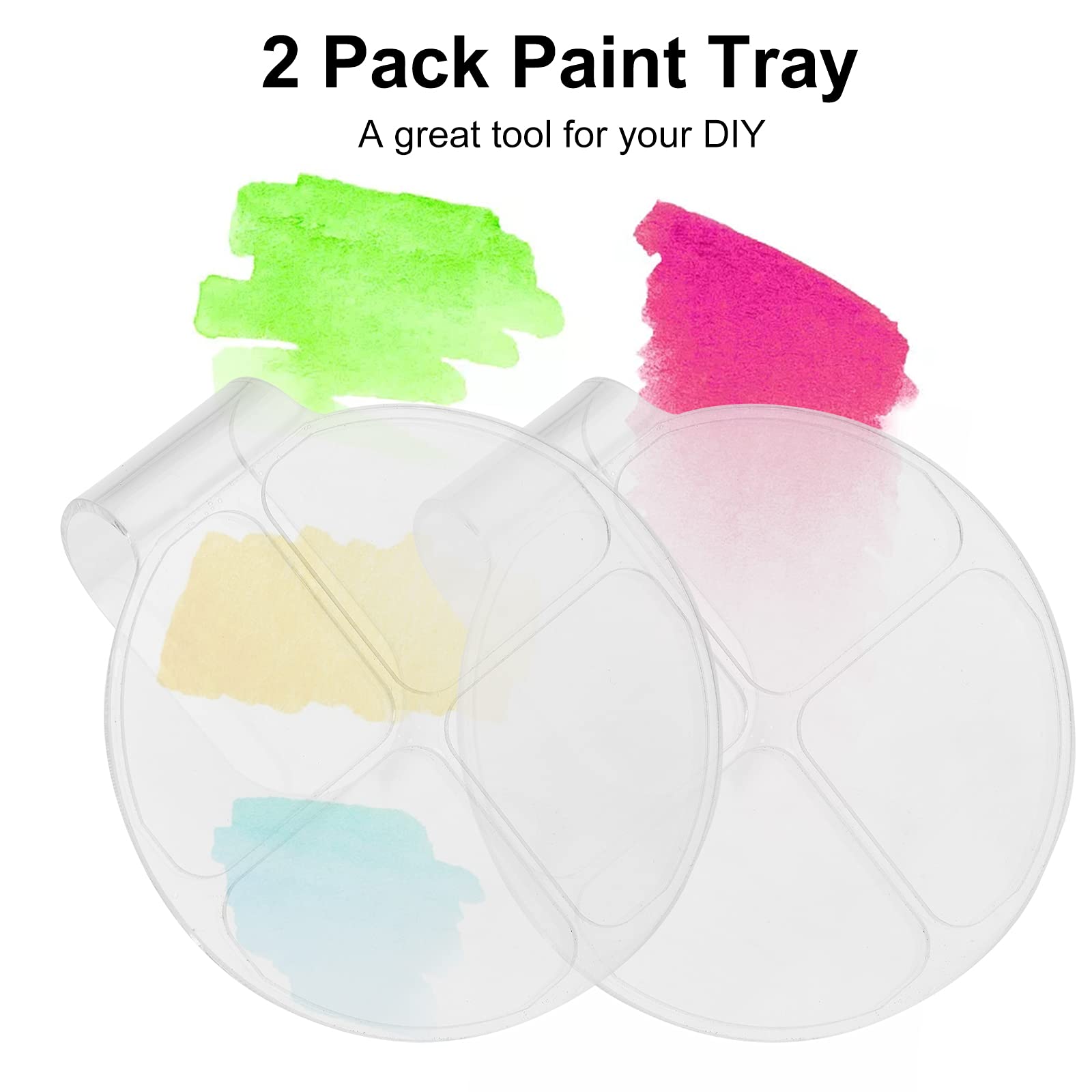 Homgee 2 Pack Paint Tray Palettes - Kids Art & Makeup Mixing Trays for Foundation, Eyeshadow, Nail Powder | Portable Handheld Palette for Artists, DIY Nails & Skincare Cream Blending | Perfect for Home, School & Salon Use