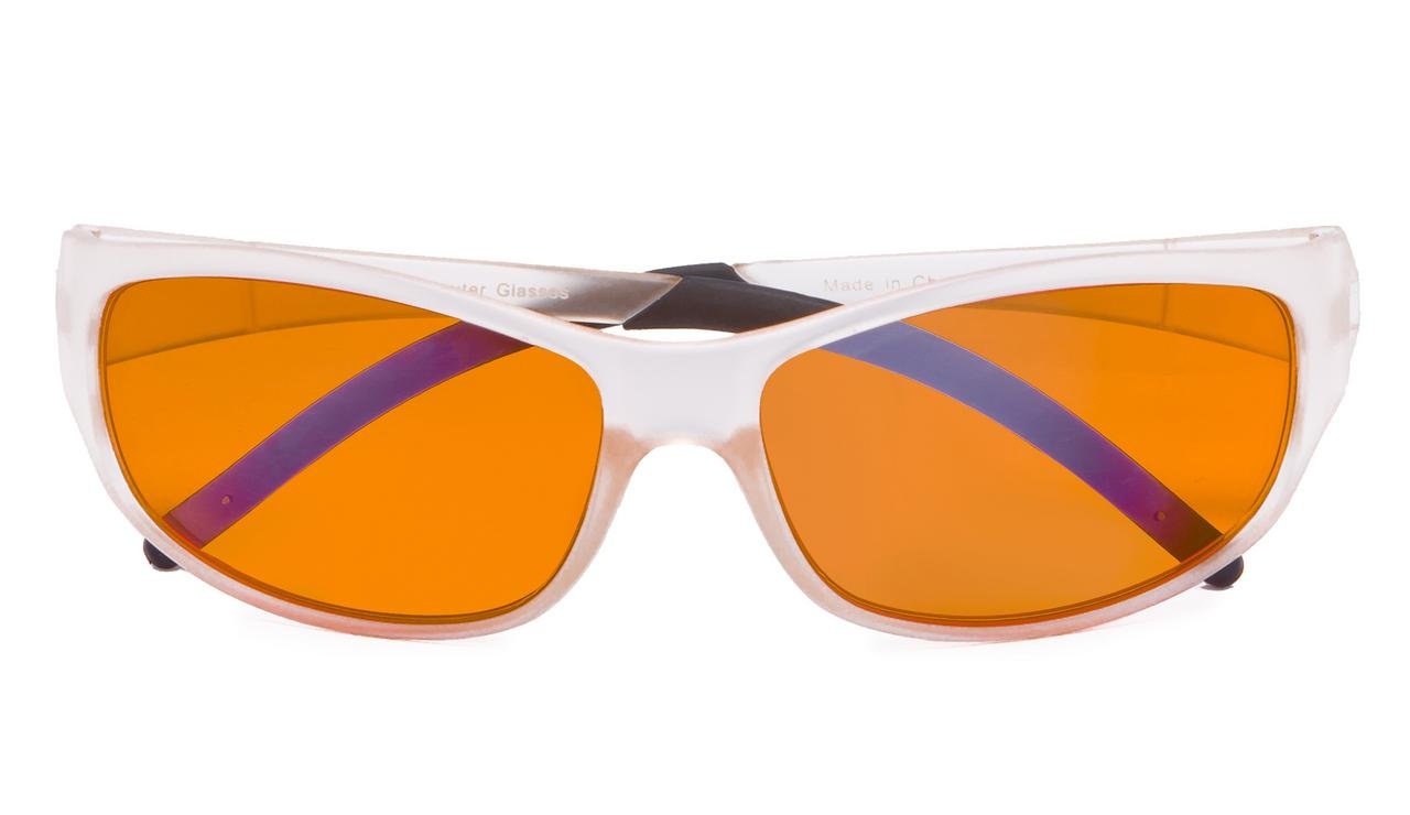 Blue Light Blocking Amber Glasses for Sleep & Nighttime Use - Orange Tinted Computer Glasses for Eye Strain Relief (Transparent Frame) - Perfect for Night Reading, Gaming & Screen Time