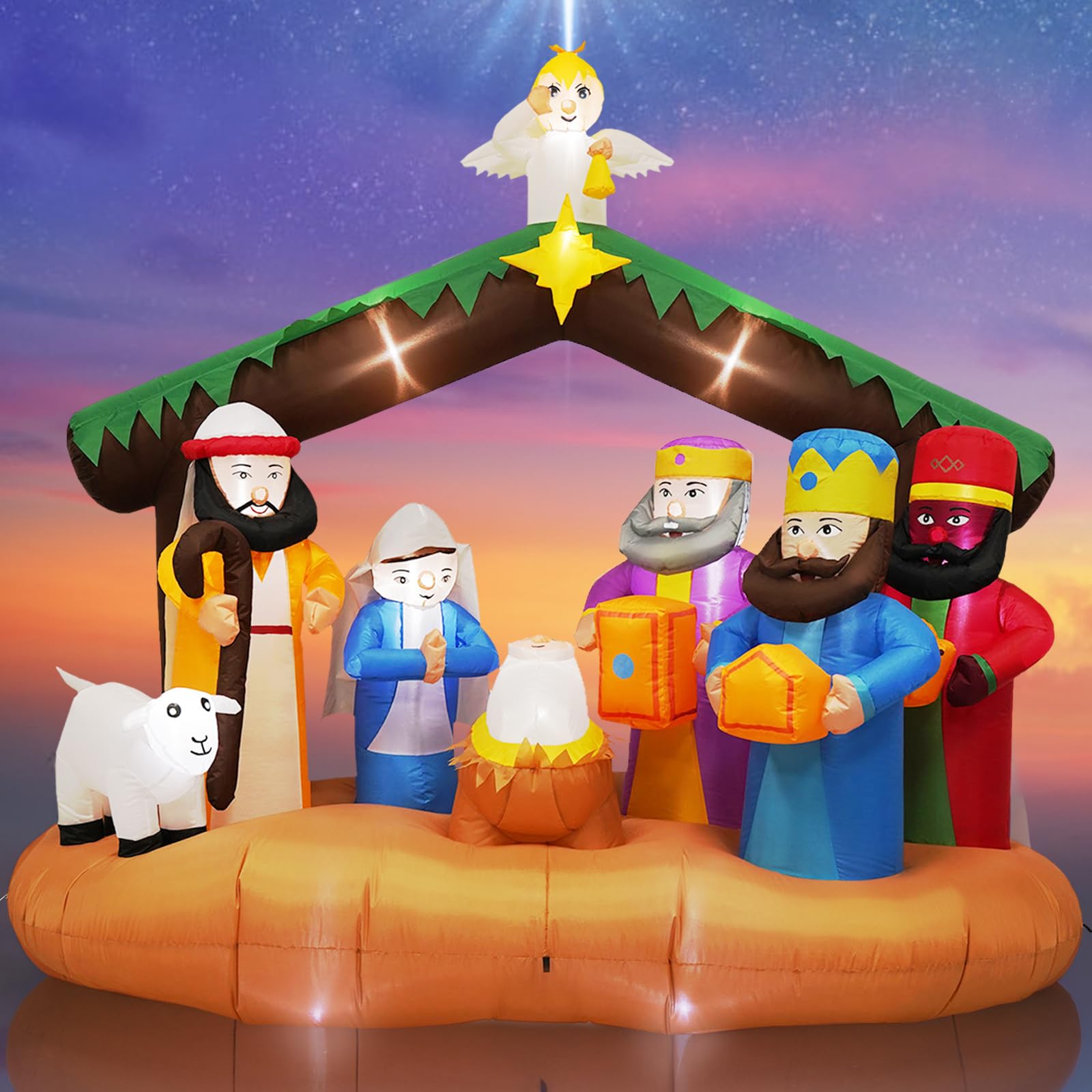 7 FT Christmas Inflatables Nativity Scene - Large Outdoor Christmas Decorations, Weatherproof Blow Up Nativity Set for Yard, Garden, Patio - Perfect for Holiday Parties & Xmas Gifts (Ideal for Front Lawn Decor, Church Events & Festive Home Displays)