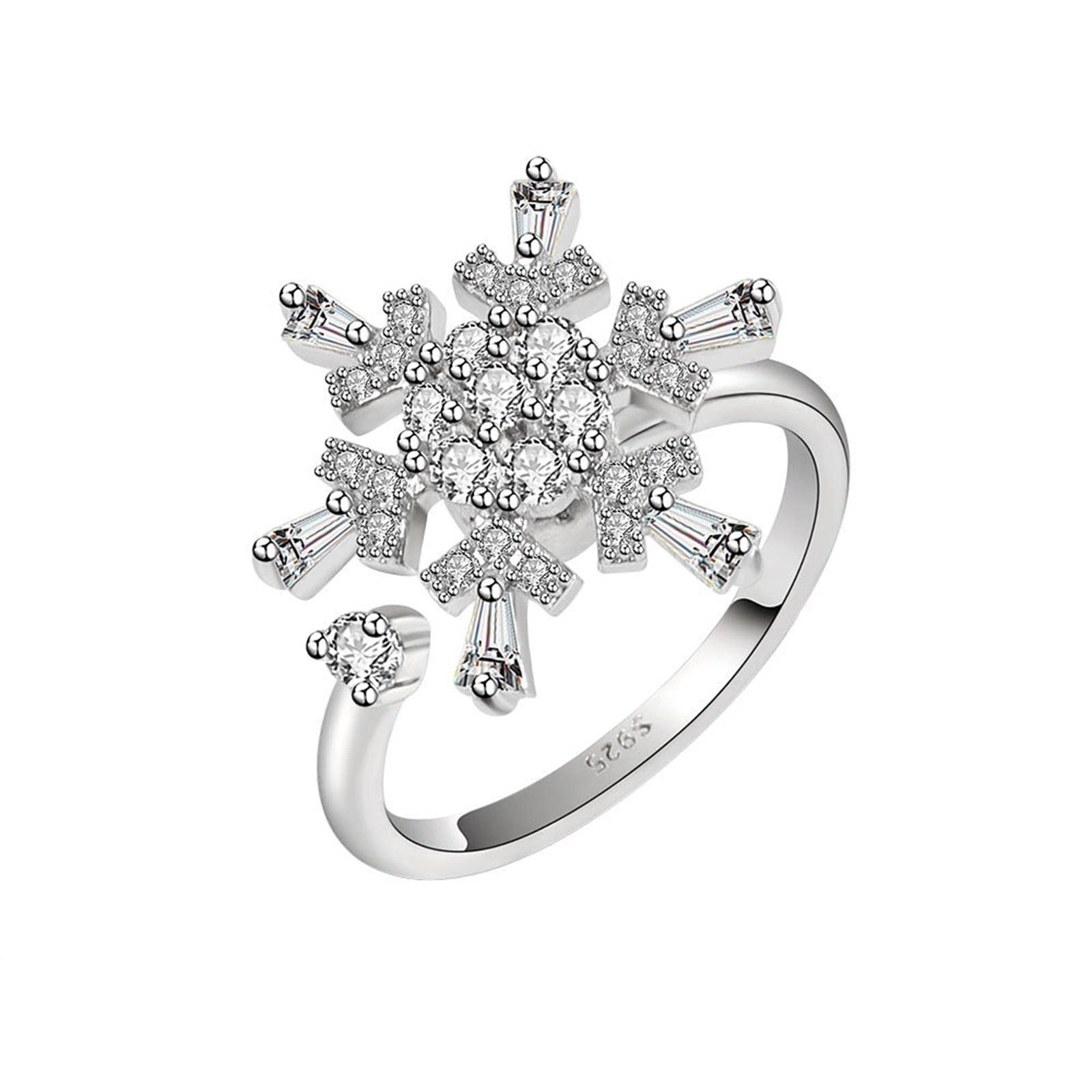 Spinner Fidget Ring - Adjustable Anxiety Relief Stress Ring for Women | Rotating Sunflower Daisy Butterfly Sun Moon Design with CZ Stones | Stackable Y2K Jewelry for Teens Girls | Perfect for Office, School & Daily Wear