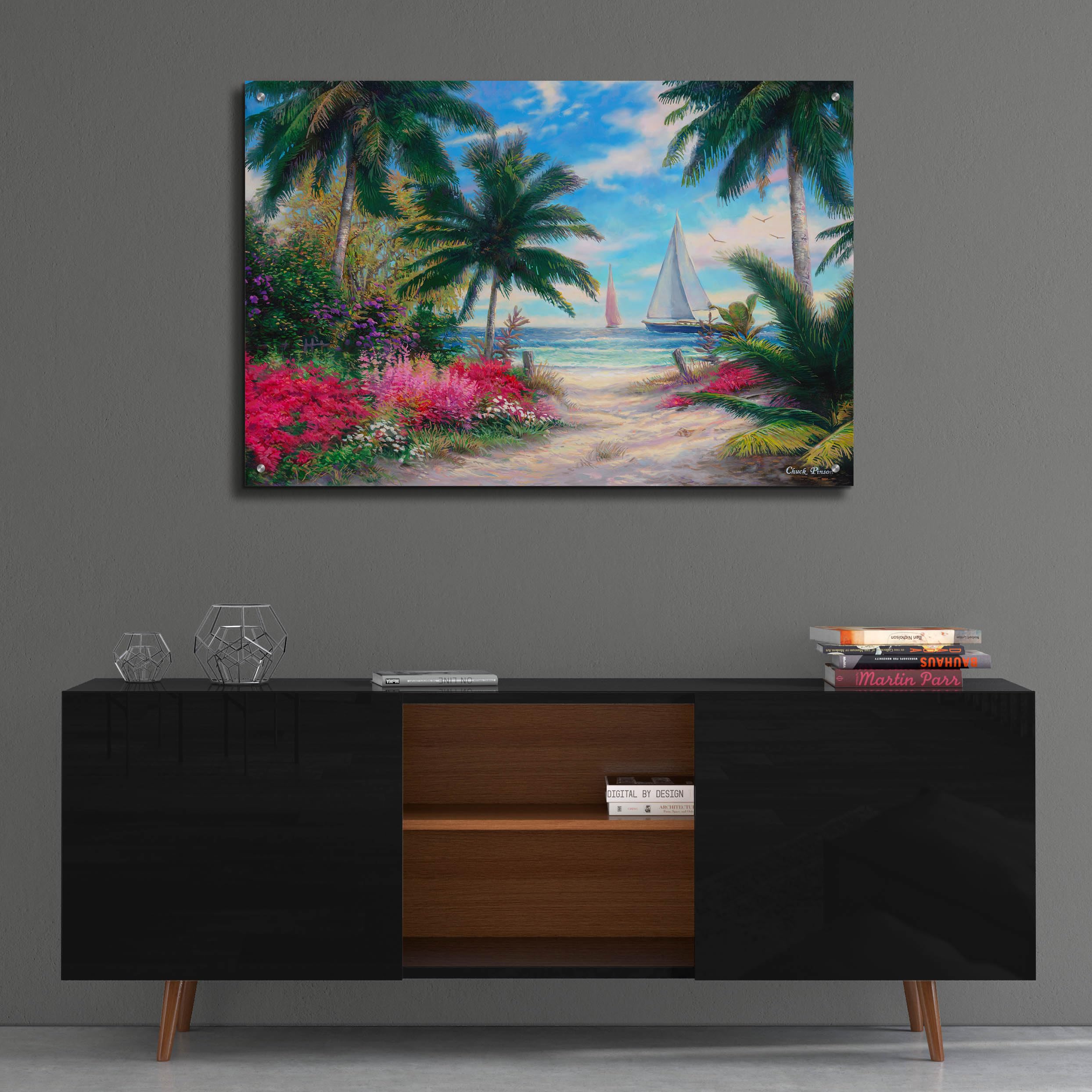 Epic Art 'Sea Breeze Trail' by Chuck Pinson - 36x24 Inch Acrylic Glass Wall Art for Living Room, Bedroom & Office Decor - Modern Coastal Landscape Painting