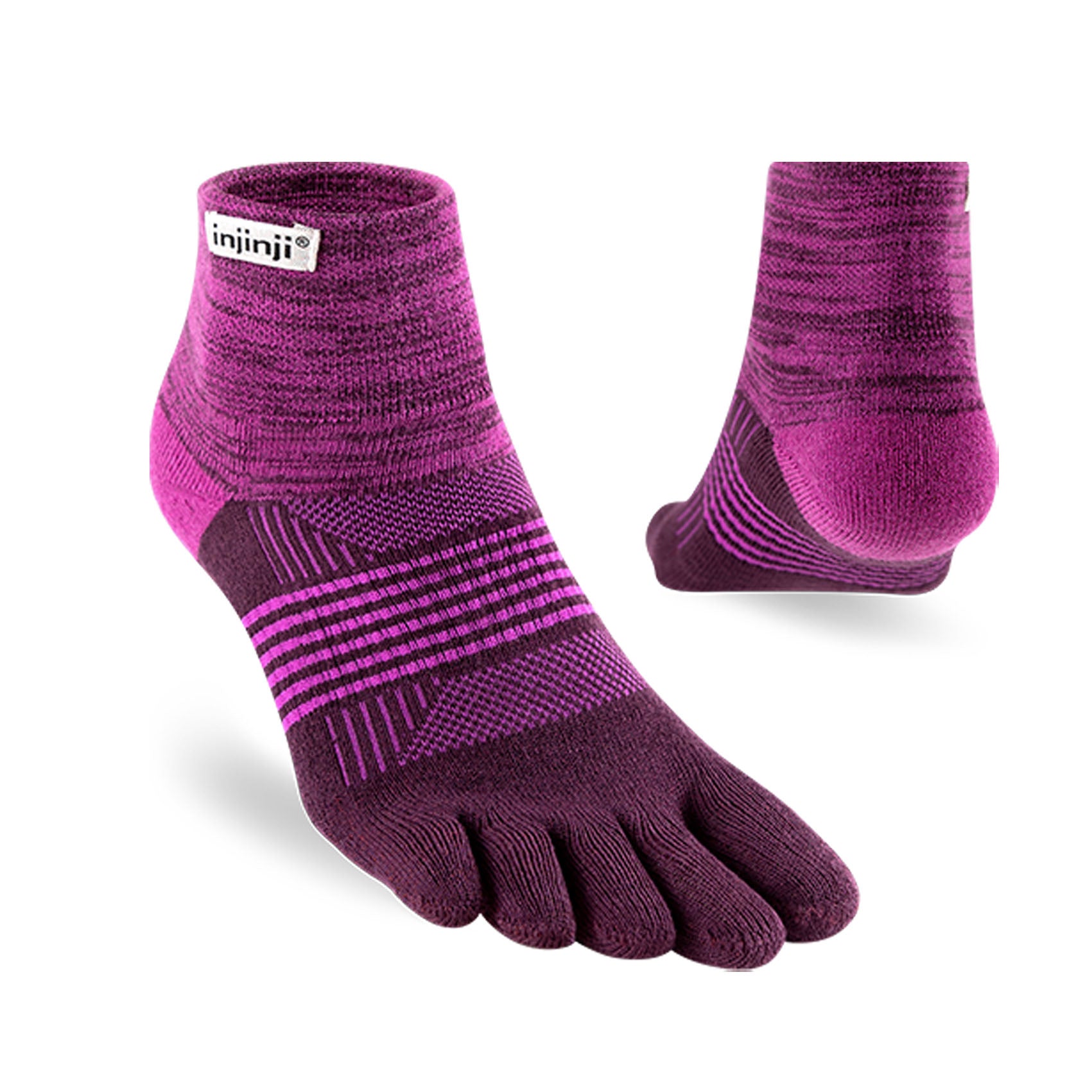Women's Injinji Trail Midweight Mini Crew Socks - Toe Socks for Hiking, Running & Outdoor Activities - Breathable & Cushioned Performance Socks