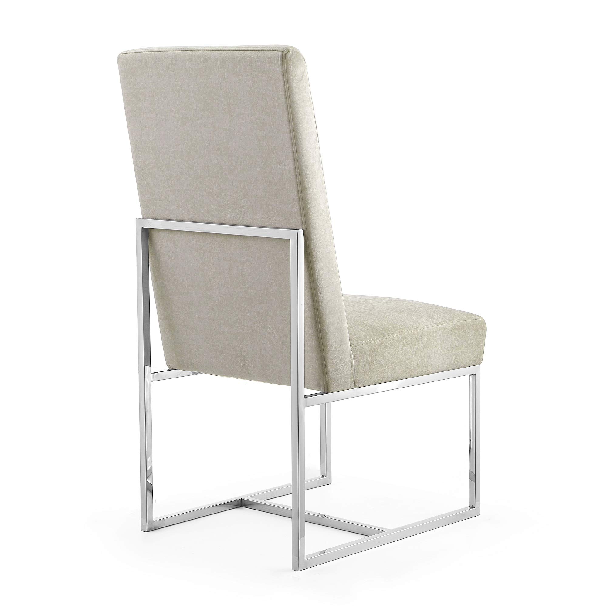 Modern Velvet Dining Chairs with High-Density Foam & Chrome Stainless Steel Frame - High-Back Fully Assembled Industrial Chic Accent Furniture (Set of 1, Champagne) - Perfect for Dining Rooms, Kitchens, and Contemporary Home Decor