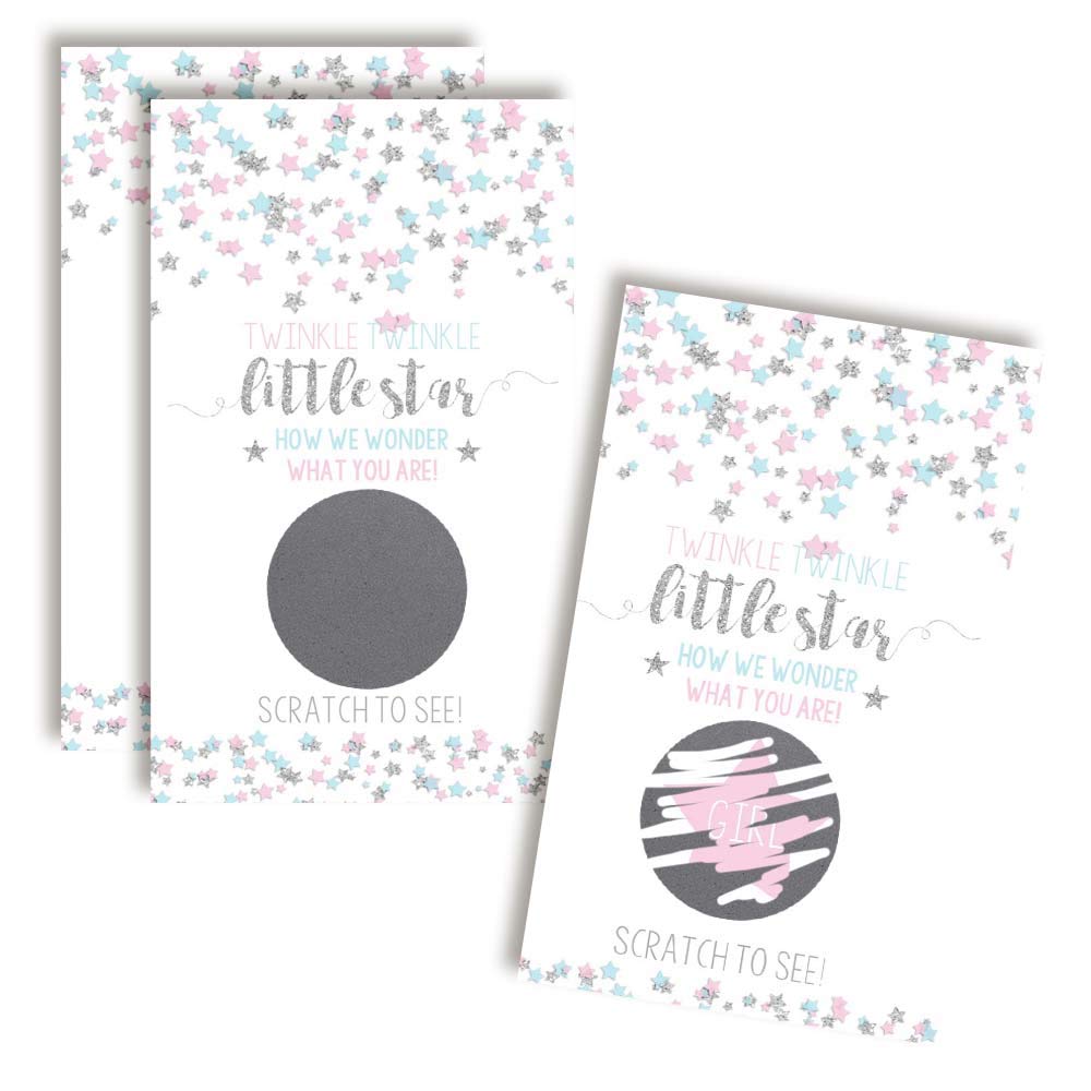 Twinkle Twinkle Little Star Gender Reveal Scratch Off Cards - 20 Pack (2
