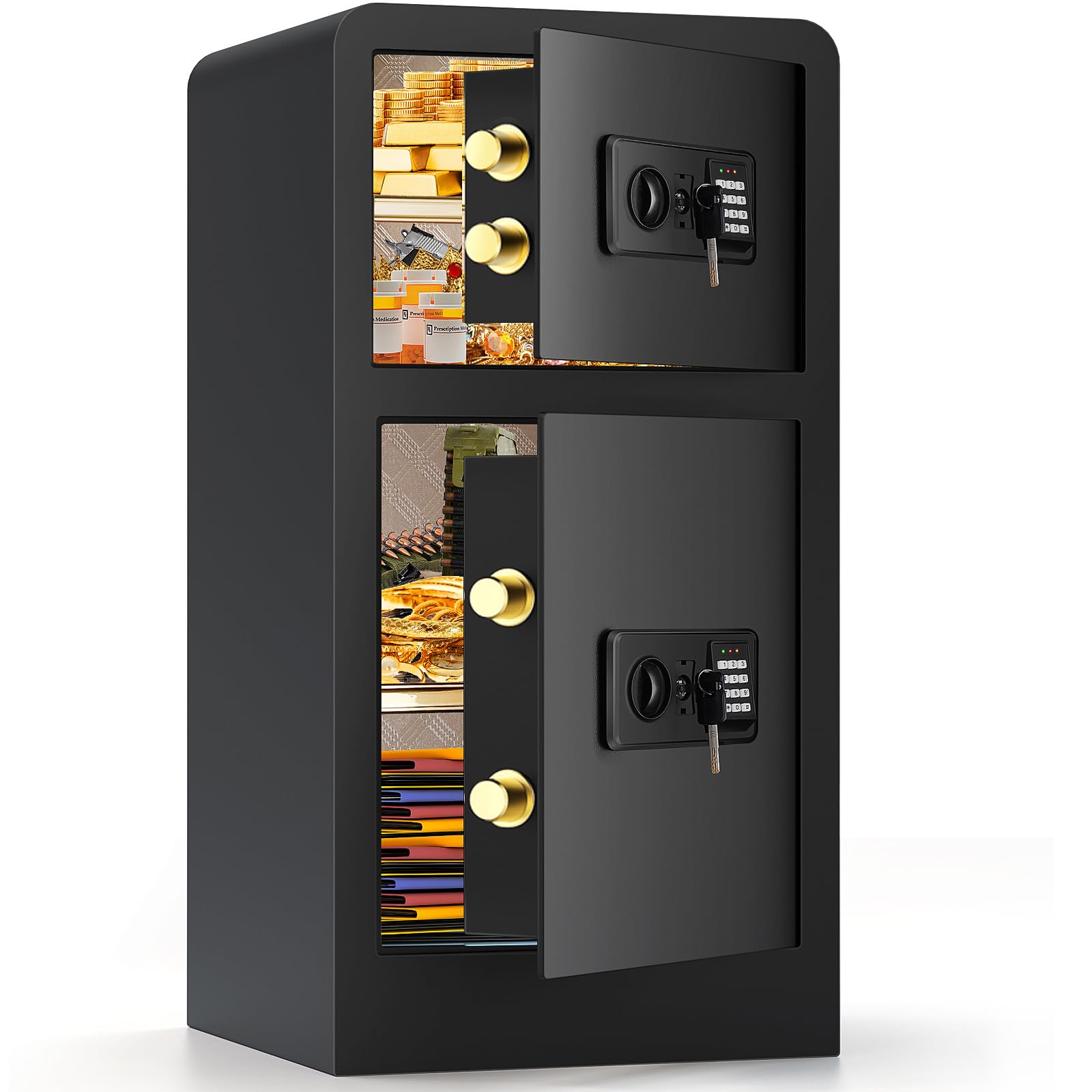 5.0 Cu Ft Fireproof Waterproof Large Home Safe Box with Digital Lock & Hidden Compartment - US Stock - Secure Firearms, Cash, Jewelry & Valuables - Ideal for Home, Office & Business Security Protection