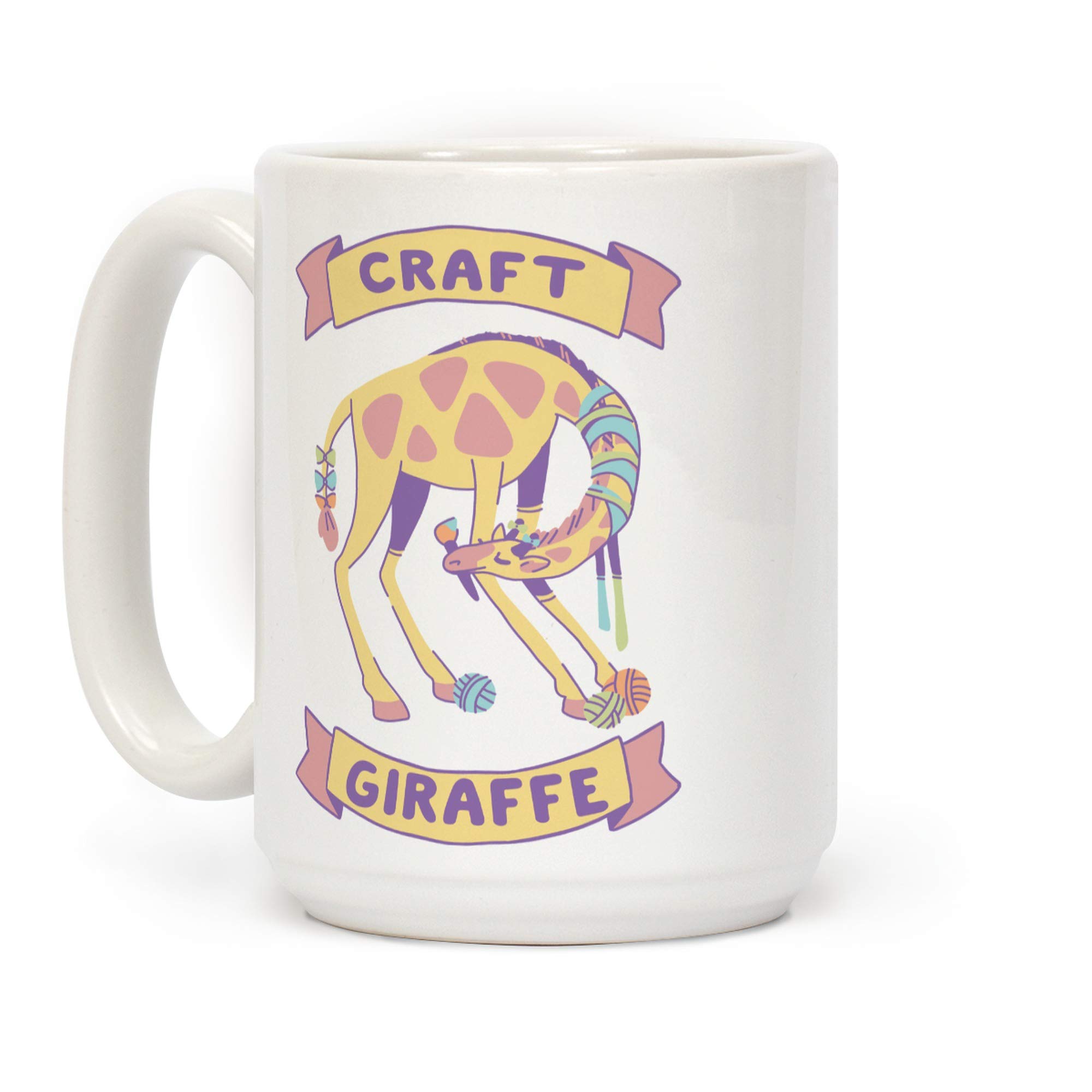 LookHUMAN Craft Giraffe White 15oz Ceramic Coffee Mug - Perfect for Home, Office & Gift Giving
