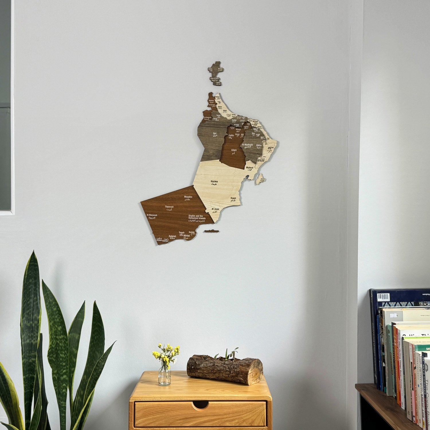 3D Wooden Oman Map Wall Art - Handmade Wooden Home Decor for Living Room, Office & Gifts - Unique 3D Topographic Wood Map for Travel Lovers & Geography Enthusiasts