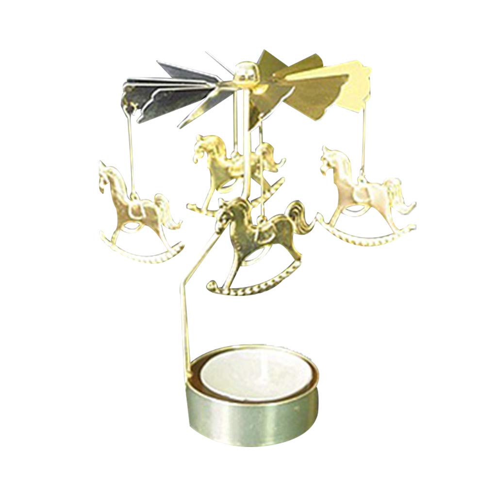 Elegant Spinning Carousel Candle Holder - Hot Metal Christmas Tea Light Stand for Home Decor, Personalized Taper Candle Gift Set | Perfect for Holiday Parties, Romantic Dinners & Cozy Home Ambiance