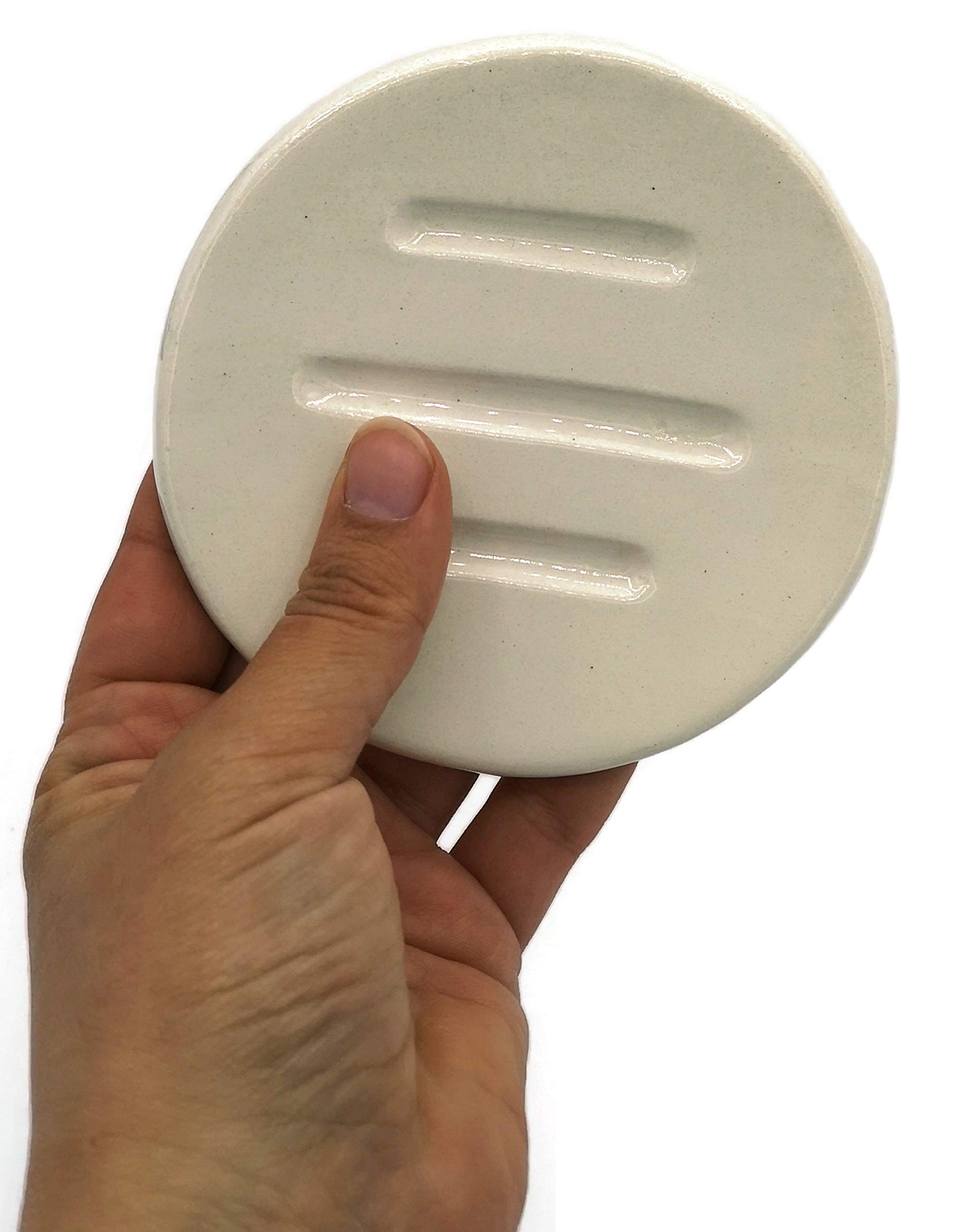 White Ceramic Soap Dish & Sponge Holder for Bathroom, Kitchen Sink - Durable, Non-Slip, Water-Resistant for Showers, Countertops, and Vanities