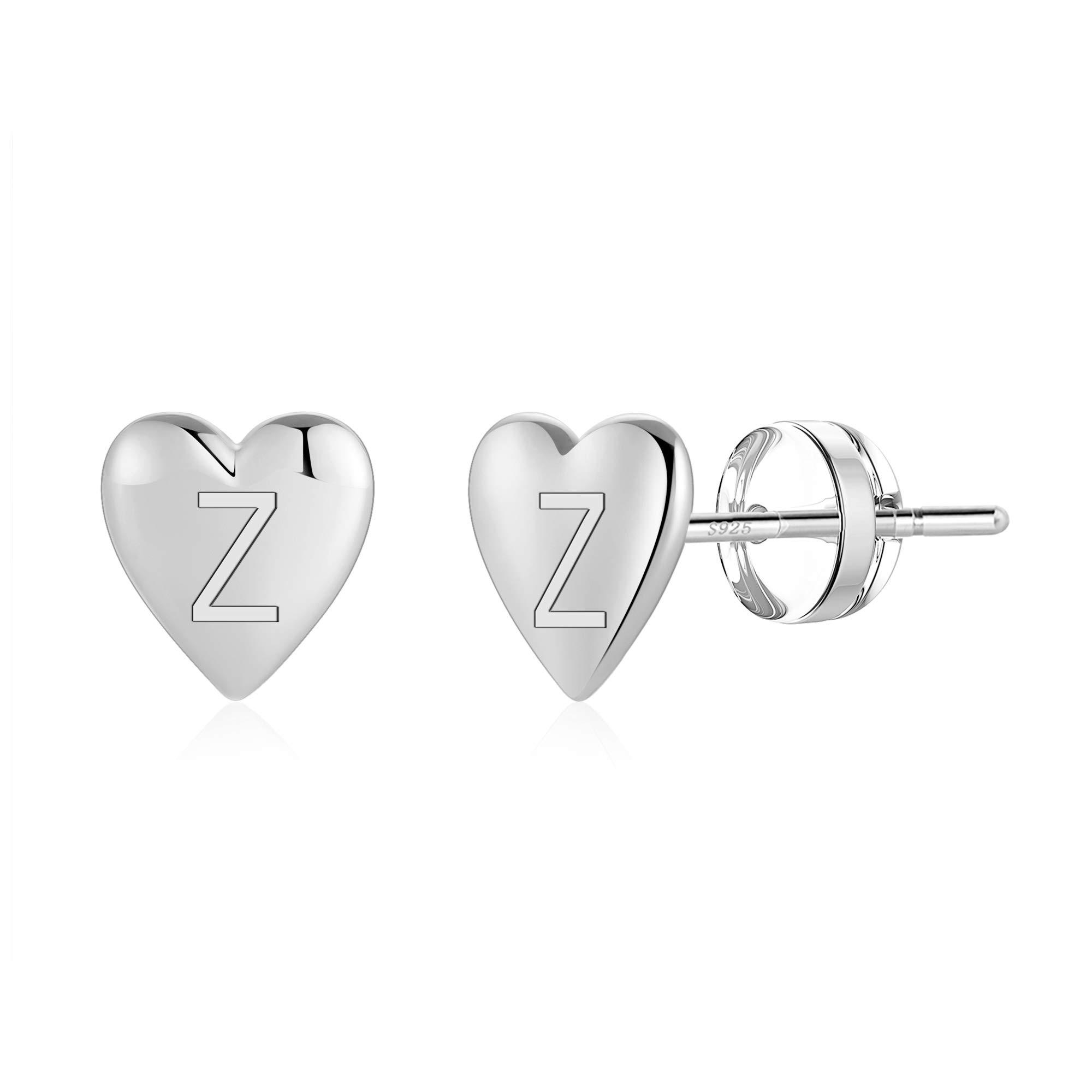 Heart Initial Stud Earrings for Women & Girls - 925 Sterling Silver 14K Gold Plated Hypoallergenic Dainty Letter Earrings - Perfect Gift for Birthday, Valentine's Day & Everyday Wear