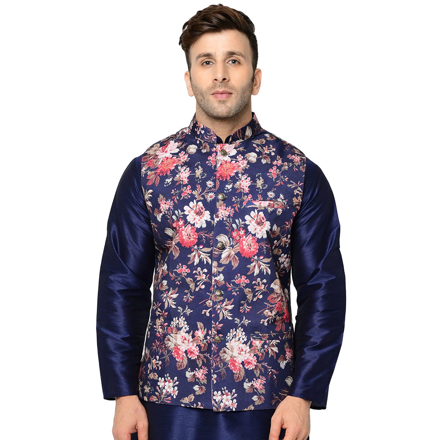 Premium Silk Kurta Pajama Set for Men - Indian Traditional Wedding Outfit with Printed Vest Coat | Elegant Ethnic Wear for Festivals, Parties & Special Occasions
