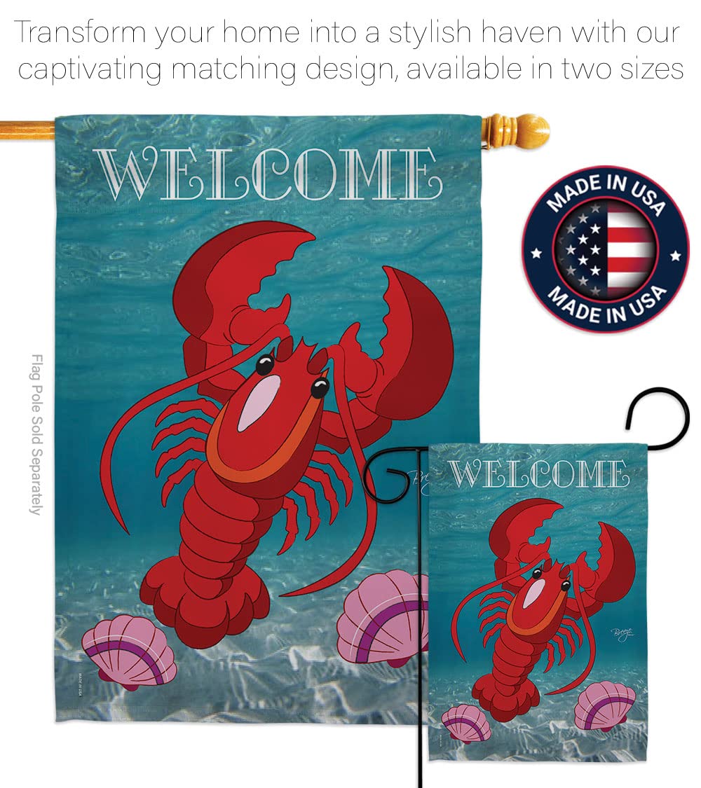 Lobster Coastal Decor Flag Set 28x40