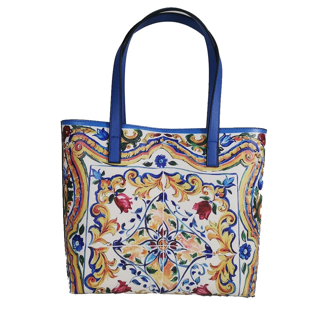 Italy Luxury Floral Print Leather Shoulder Bag - Large Textured Tote for Women - Perfect for Travel, Shopping & Everyday Use