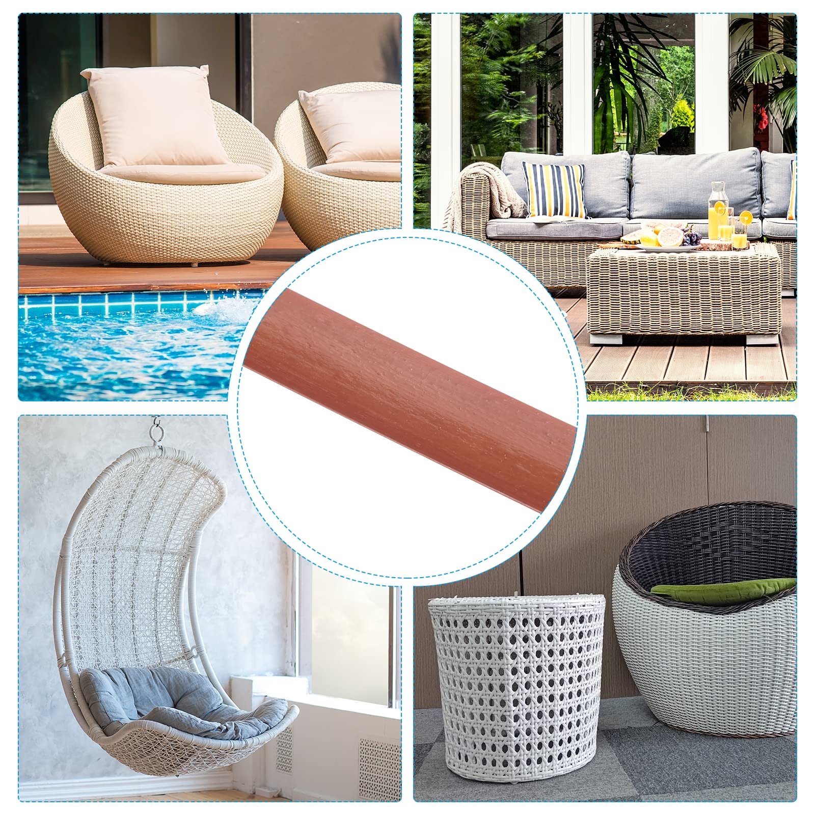 PATIKIL 30m/98ft PE Rattan Repair Kit - Wicker Replacement DIY Set for Fixing Patio Furniture, Chairs, Baskets (Red Brown) - Perfect for Outdoor & Indoor Wicker Restoration Projects